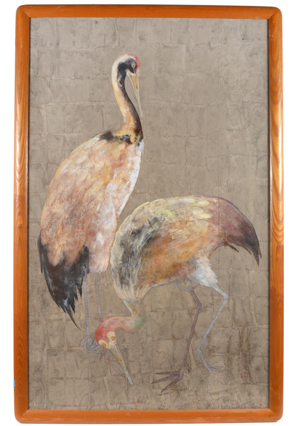 20TH C LARGE PAINTING OF A SWANLarge 337e24