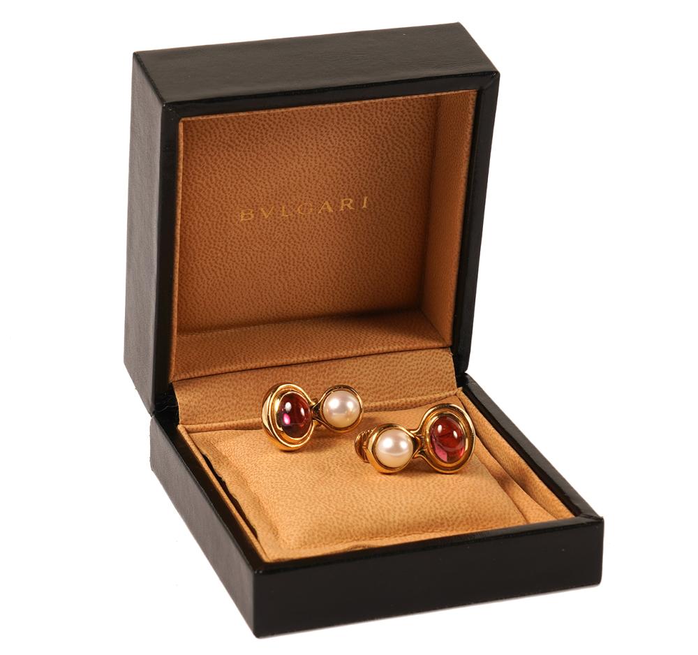 PR. BVLGARI 18KT. YG, PEARL & TOURMALINE