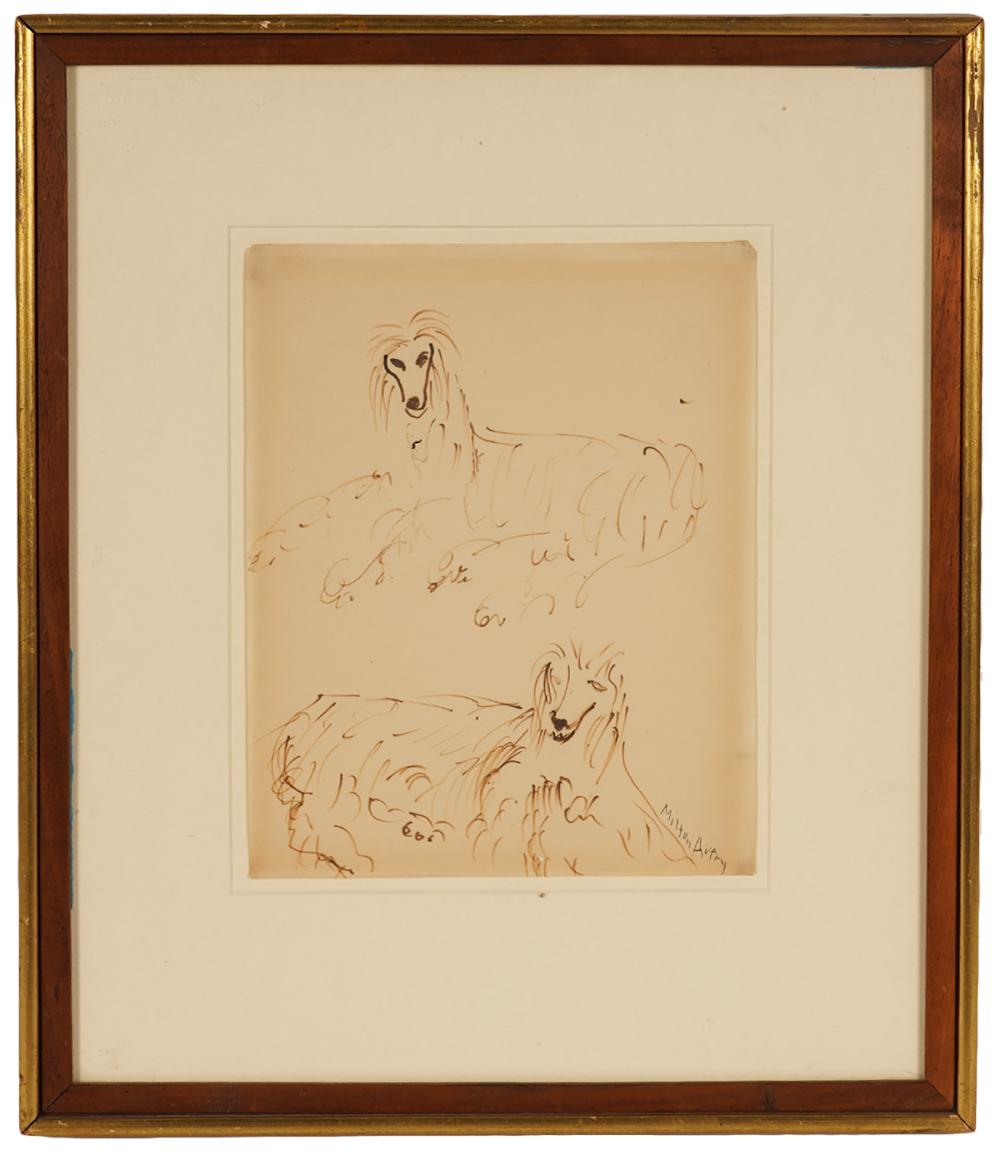 MILTON AVERY INK ON PAPER AFGHAN DOGSMilton