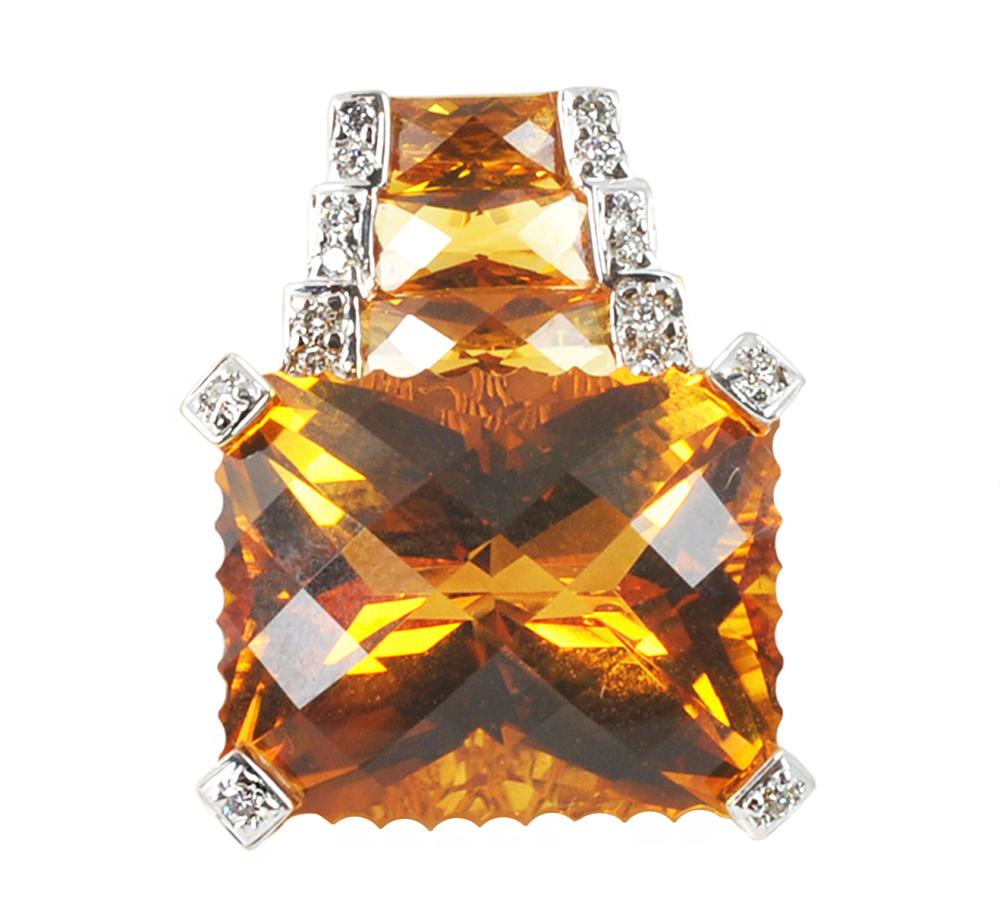 18KT GOLD MADEIRA CITRINE DIAMOND 337e86