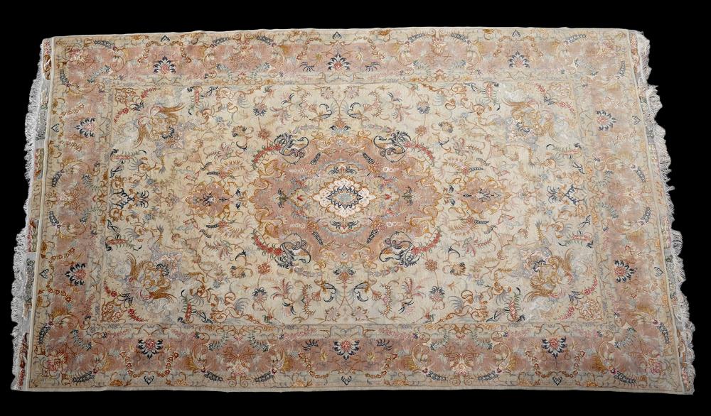 FINE TABRIZ SILK & WOOL SIGNED PERSIAN