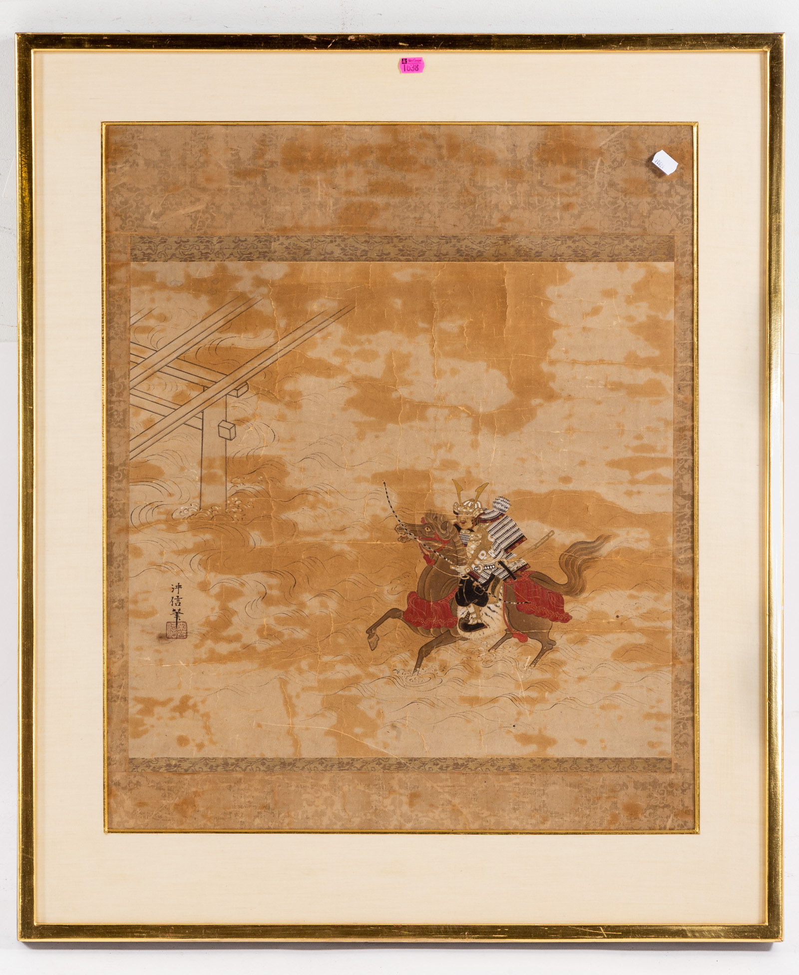 JAPANESE PAINTED SCROLL OF A CHARGING