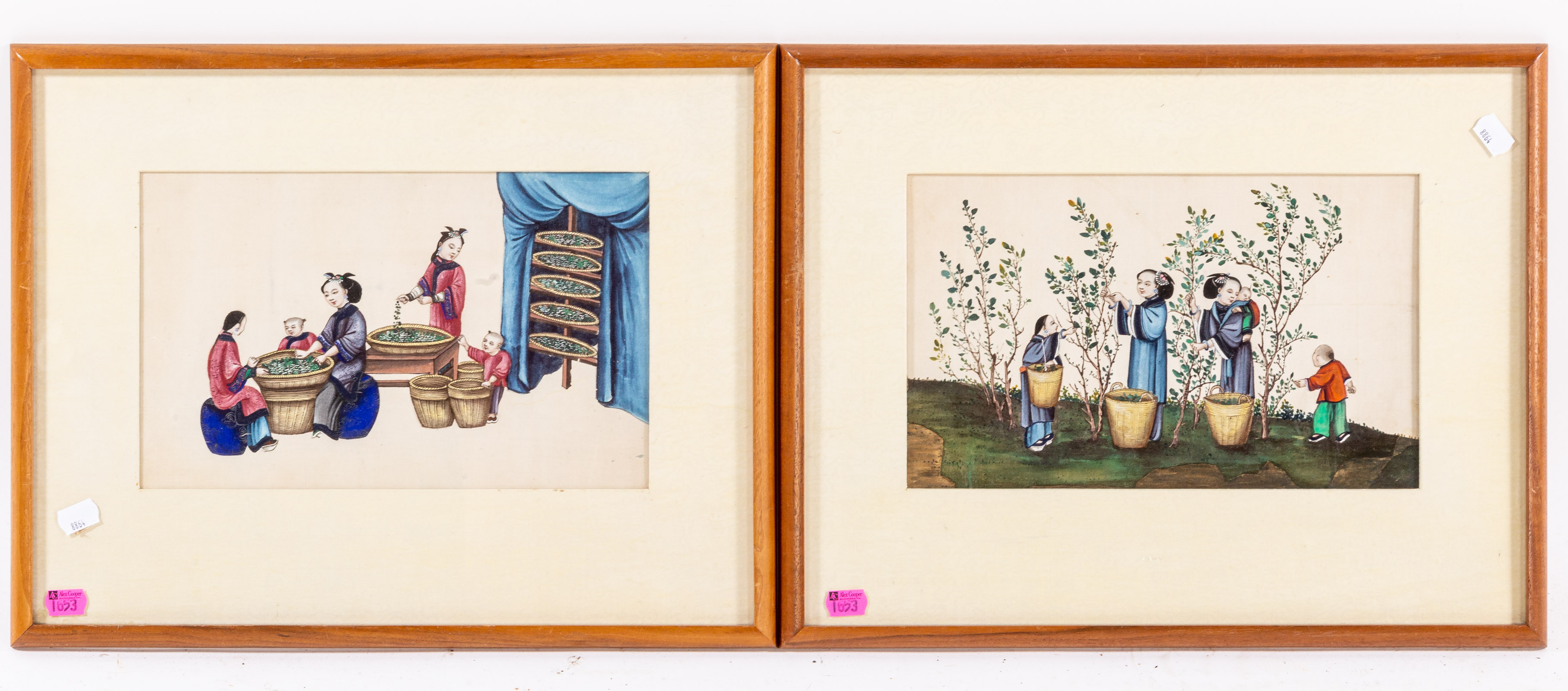 TWO FRAMED CHINESE GOUACHES ON