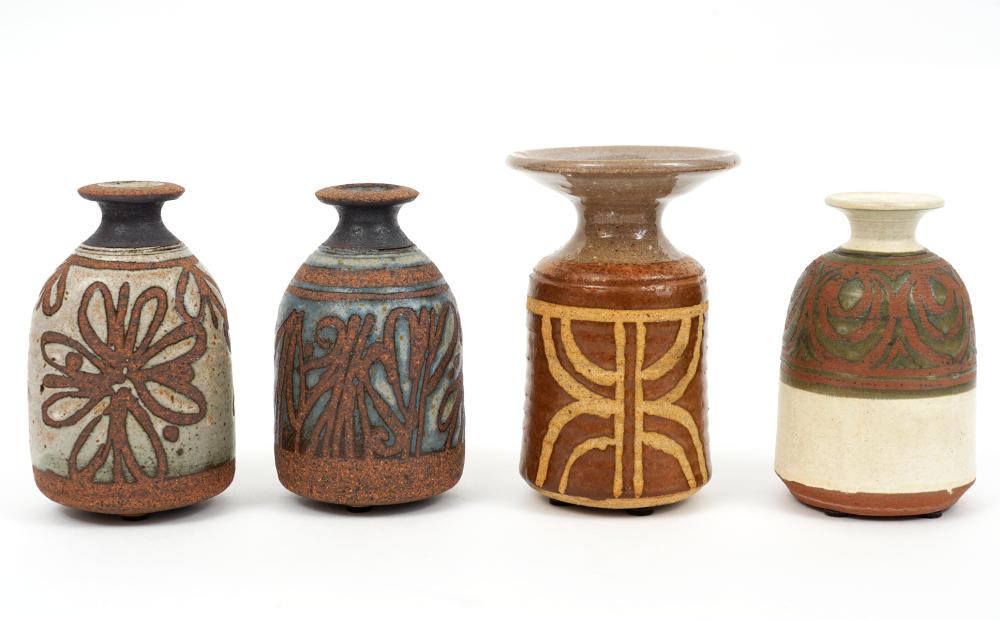 FOUR (4) SMALL POTTERY VASES BY