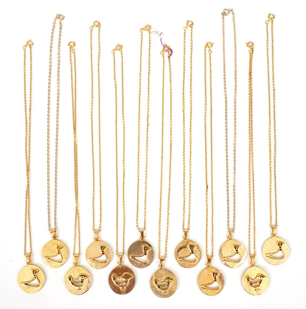 12 GOLD PLATED NECKLACES BY BERNARD
