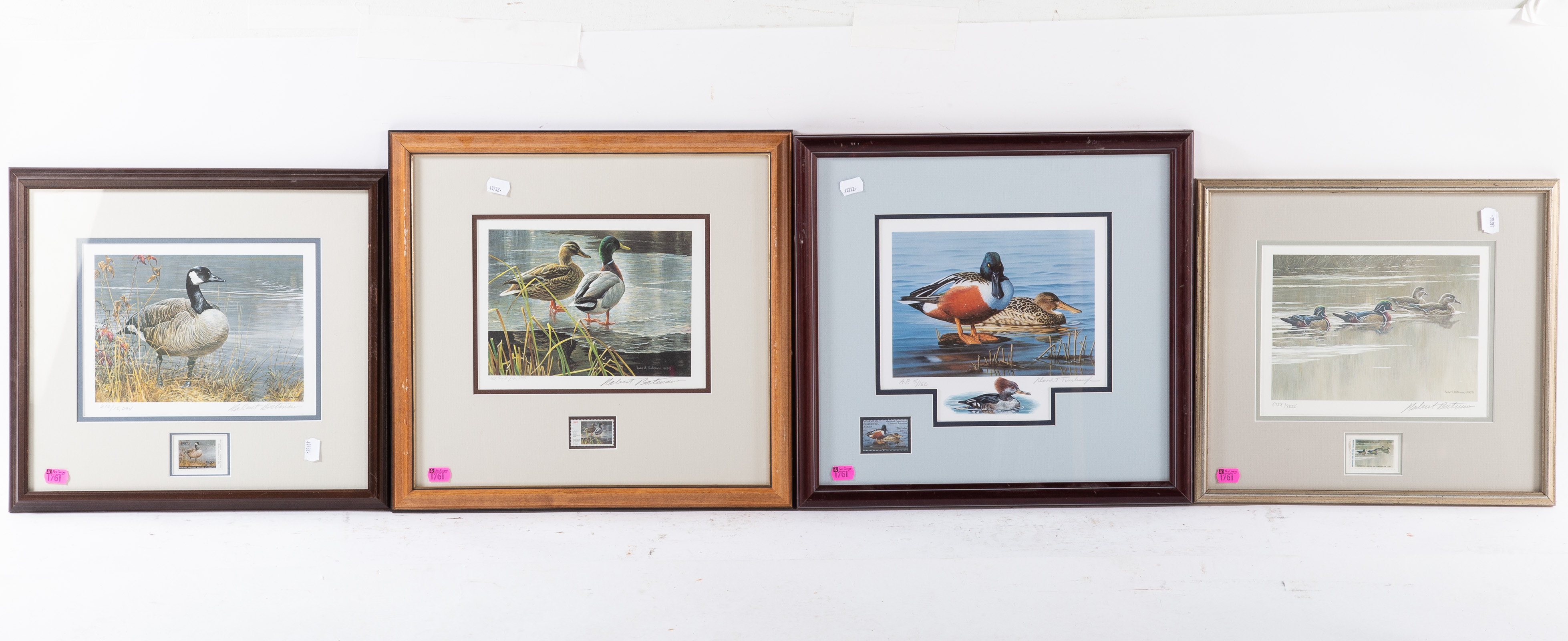 FOUR ASSORTED FRAMED DUCK STAMP PRINTS