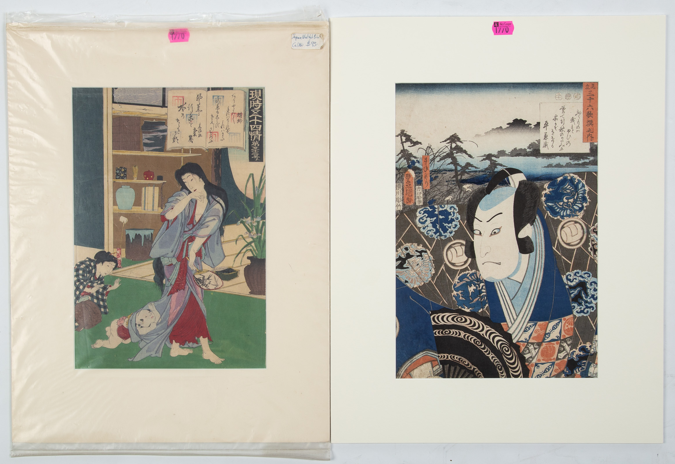 TWO UNFRAMED 19TH C JAPANESE WOODBLOCK