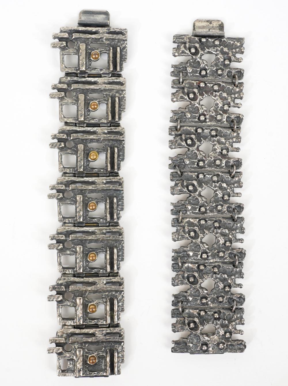 TWO ROBERT LARIN BRUTALIST BRACELETSTwo