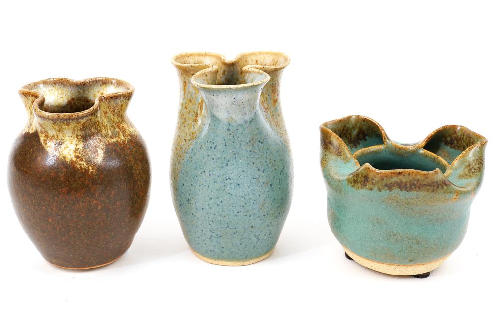 3 SMALL CERAMIC VASES BY PETER 3380f0