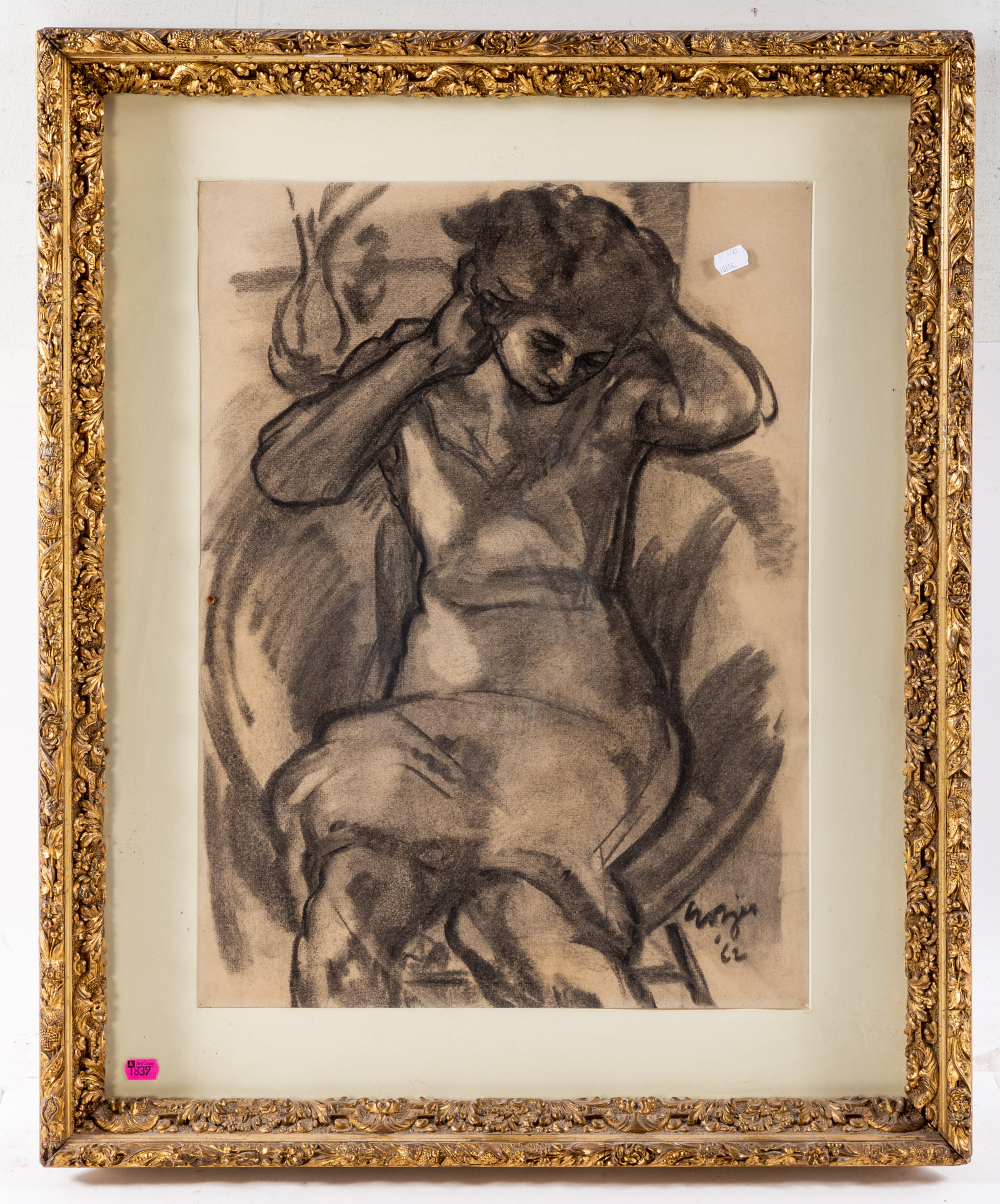 ARMANDO SOZIO WOMAN SEATED CHARCOAL 338145