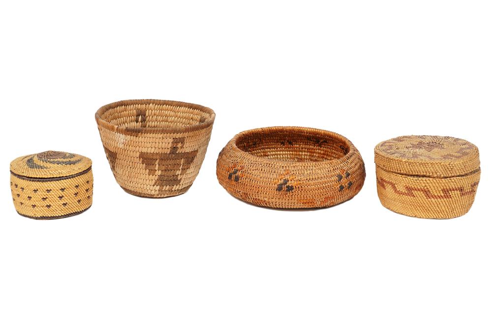 MAKAH, PIMA & MISSION INDIAN WOVEN BASKETSTwo