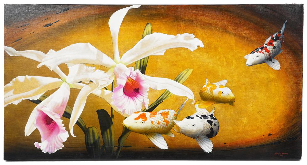 CHARLEY BROWN 'KOI/ORCHIDS' ACRYLIC