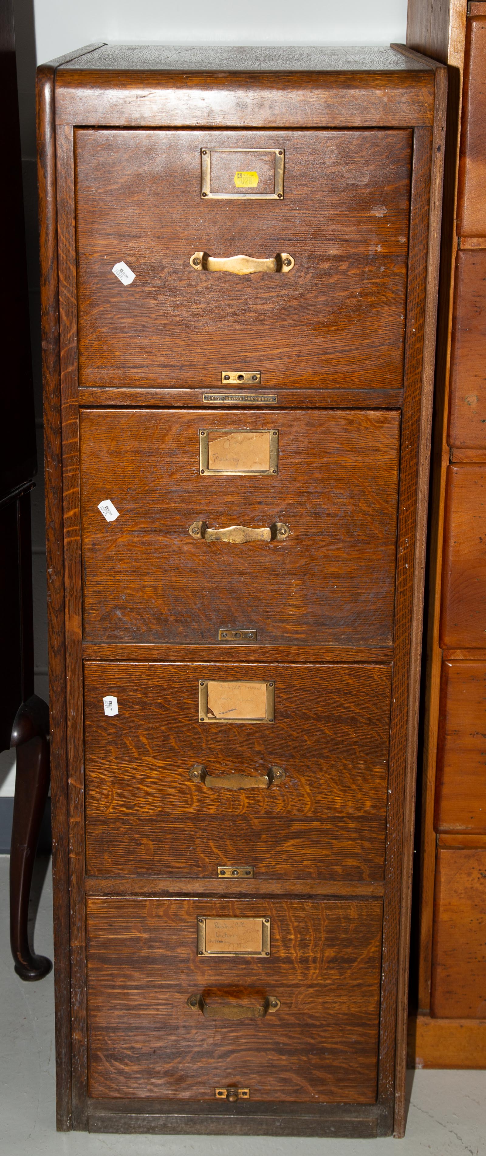 FOUR DRAWER OAK FILE CABINET Library 33829f