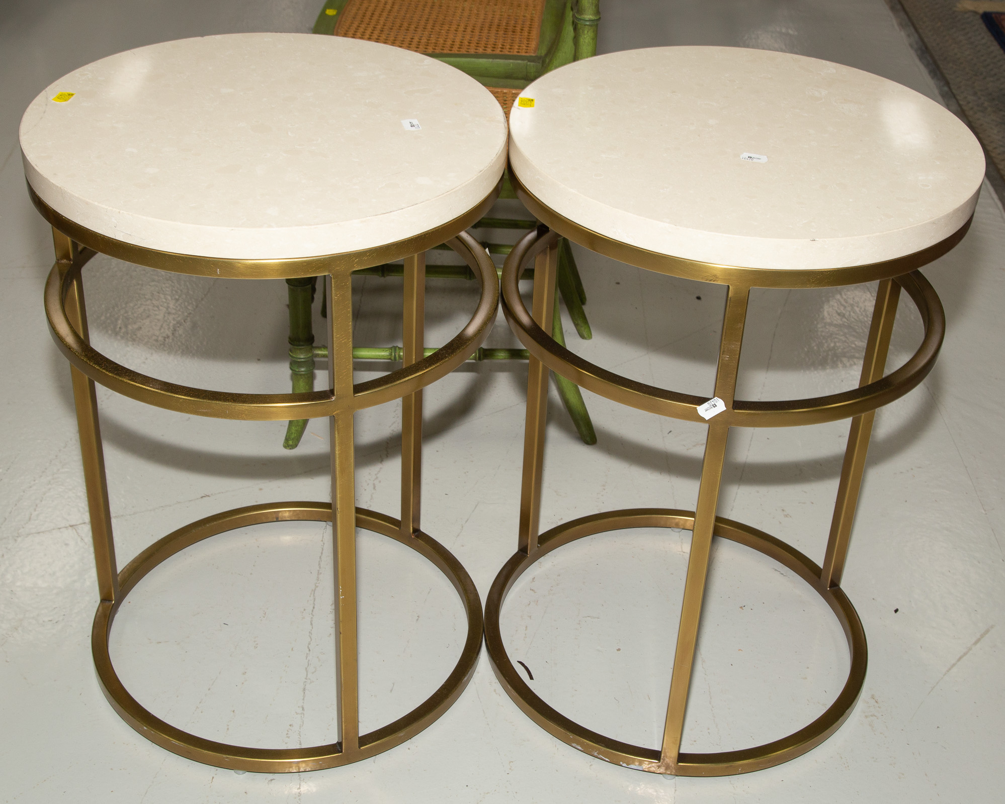 A PAIR OF MODERN MARBLE TOP END