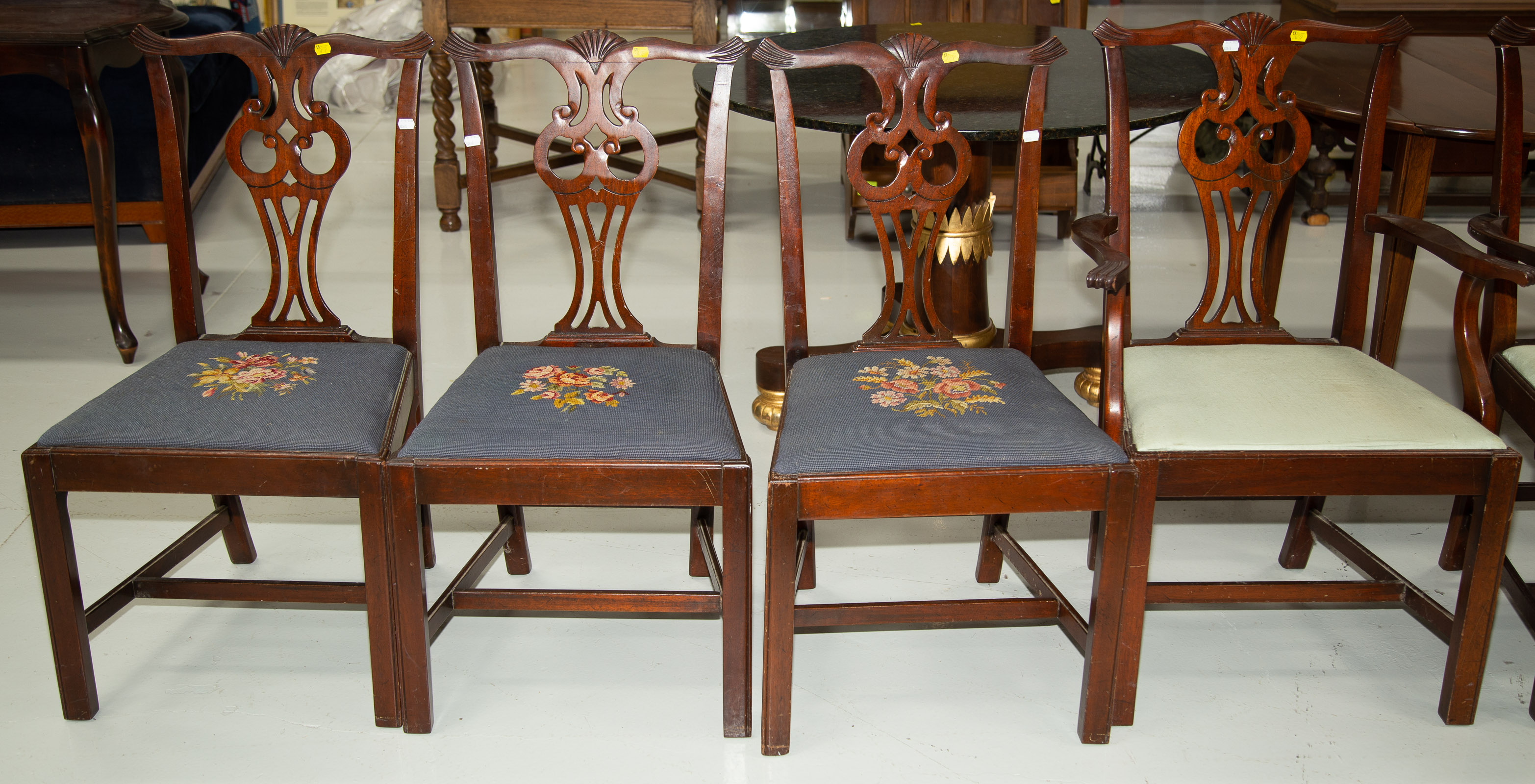 A SET OF SIX CHIPPENDALE STYLE