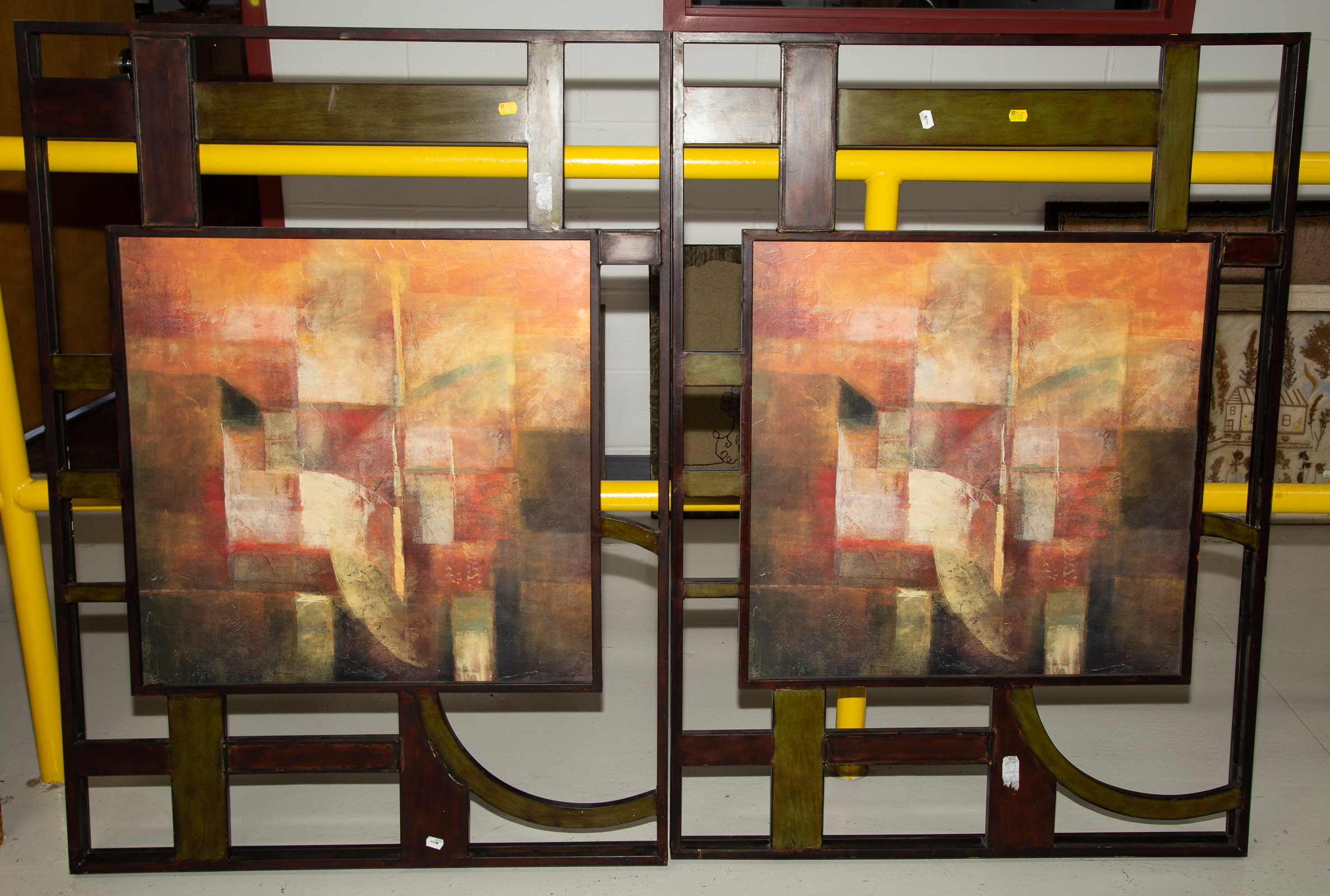 A PAIR OF ABSTRACT GICLEES IN METAL
