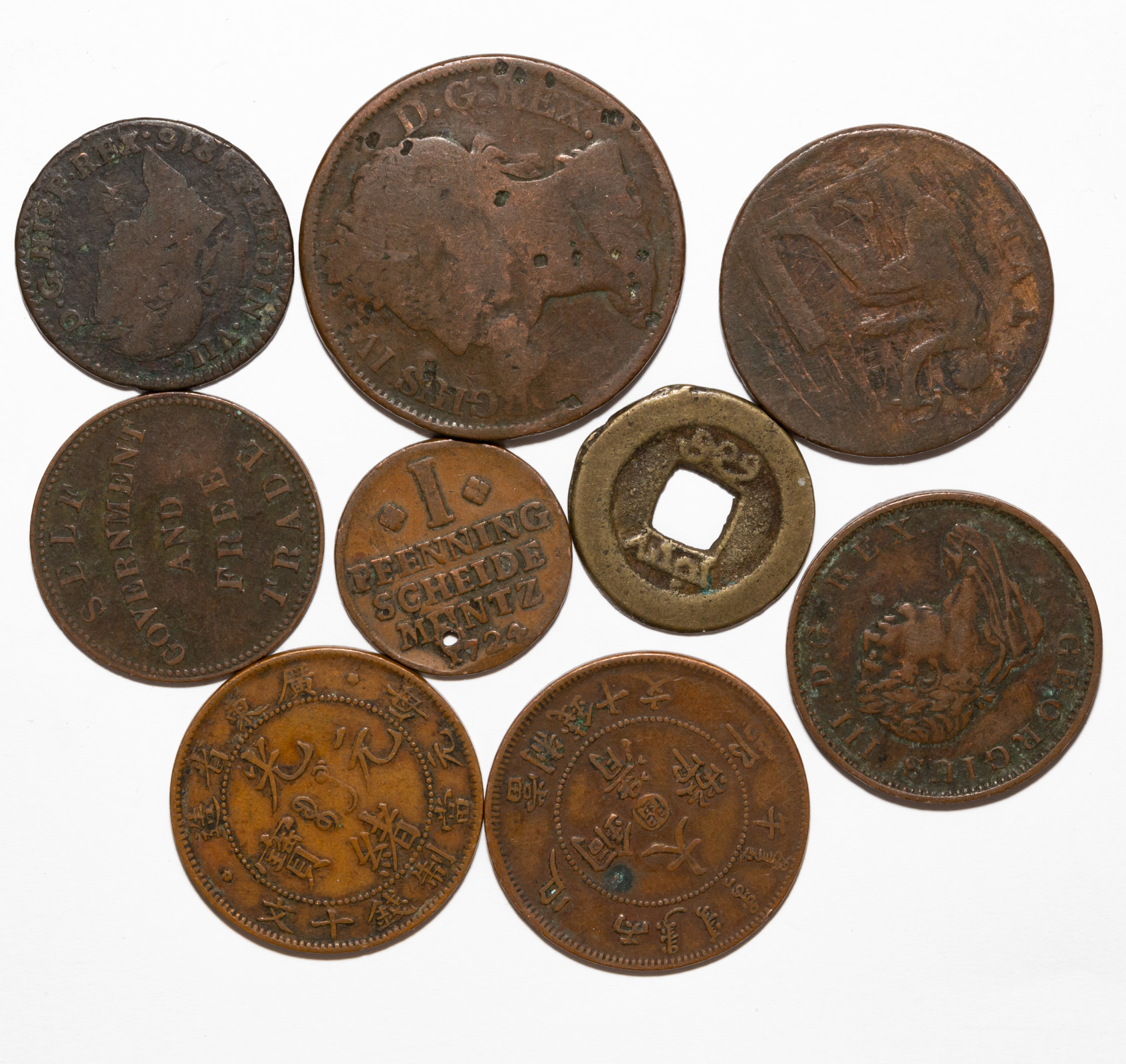 NINE INTERESTING WORLD COINS 1724  338329