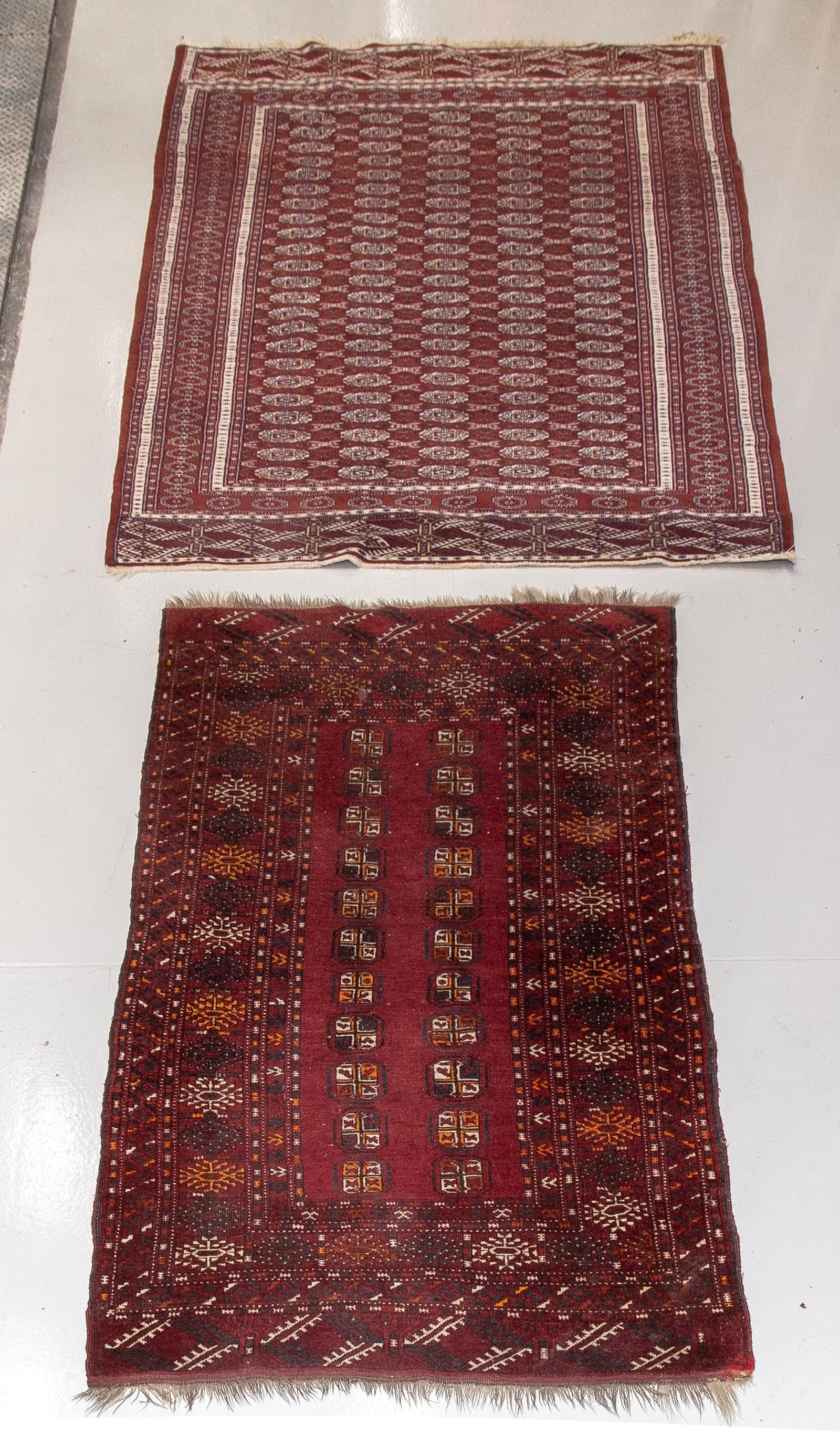 TWO BOKHARA RUGS 5 3 X 7 11  33837a