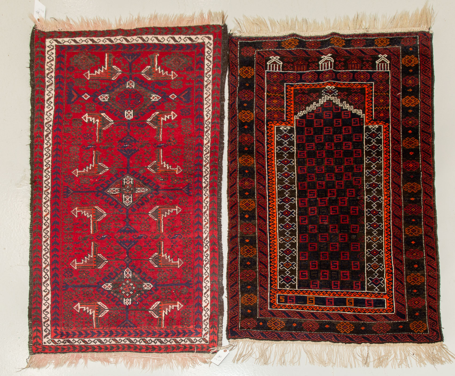 TWO AFGHAN RUGS; 2.9 X 4.8 & 2.7