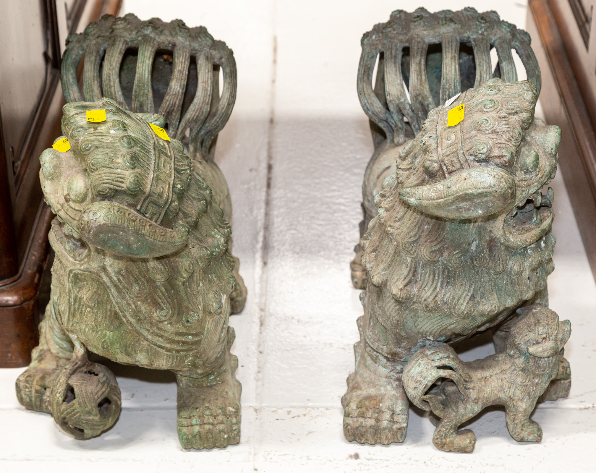 A PAIR OF LARGE CHINESE BRONZE 3383b9