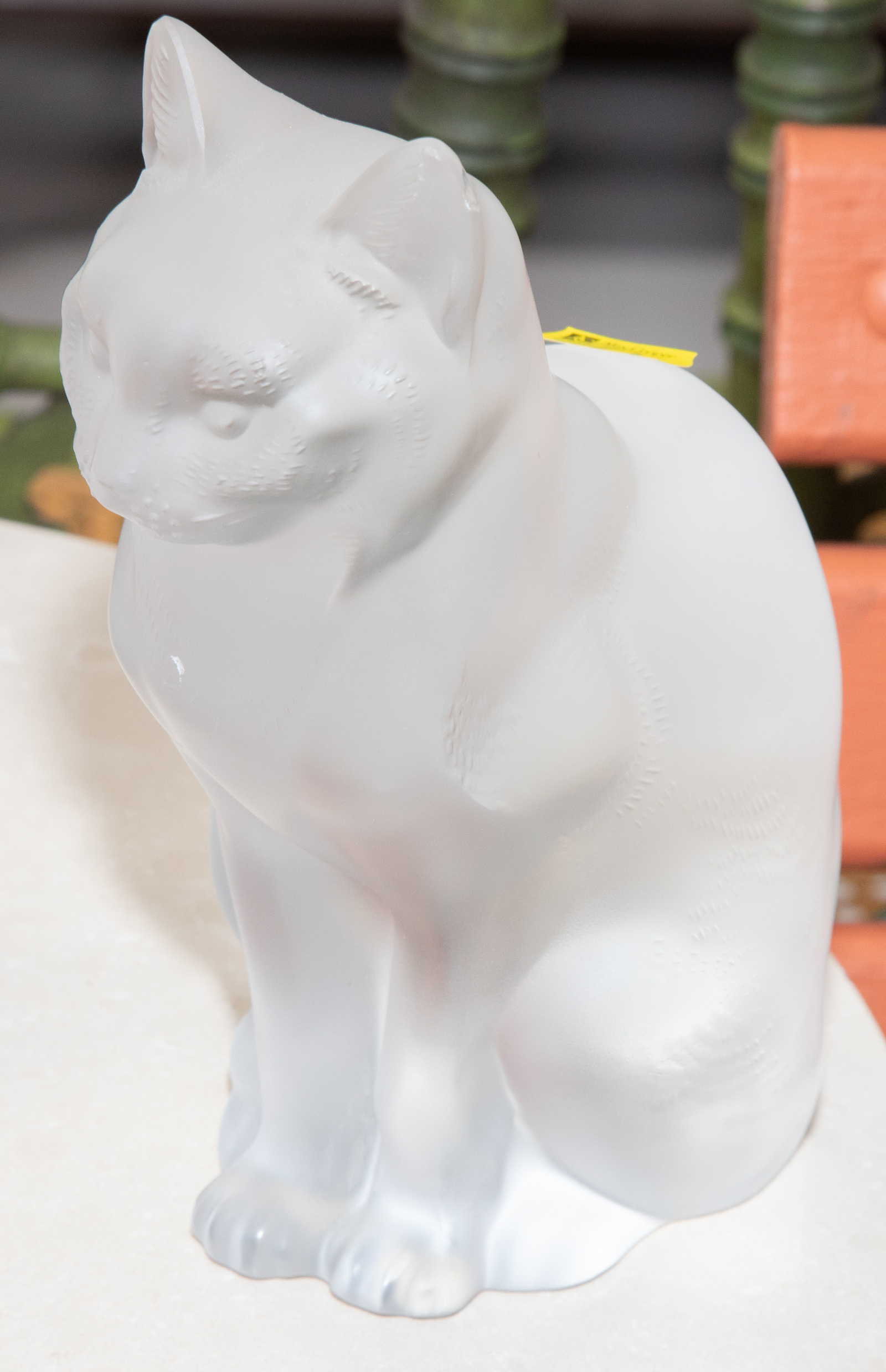 LALIQUE FROSTED COLORLESS GLASS CAT