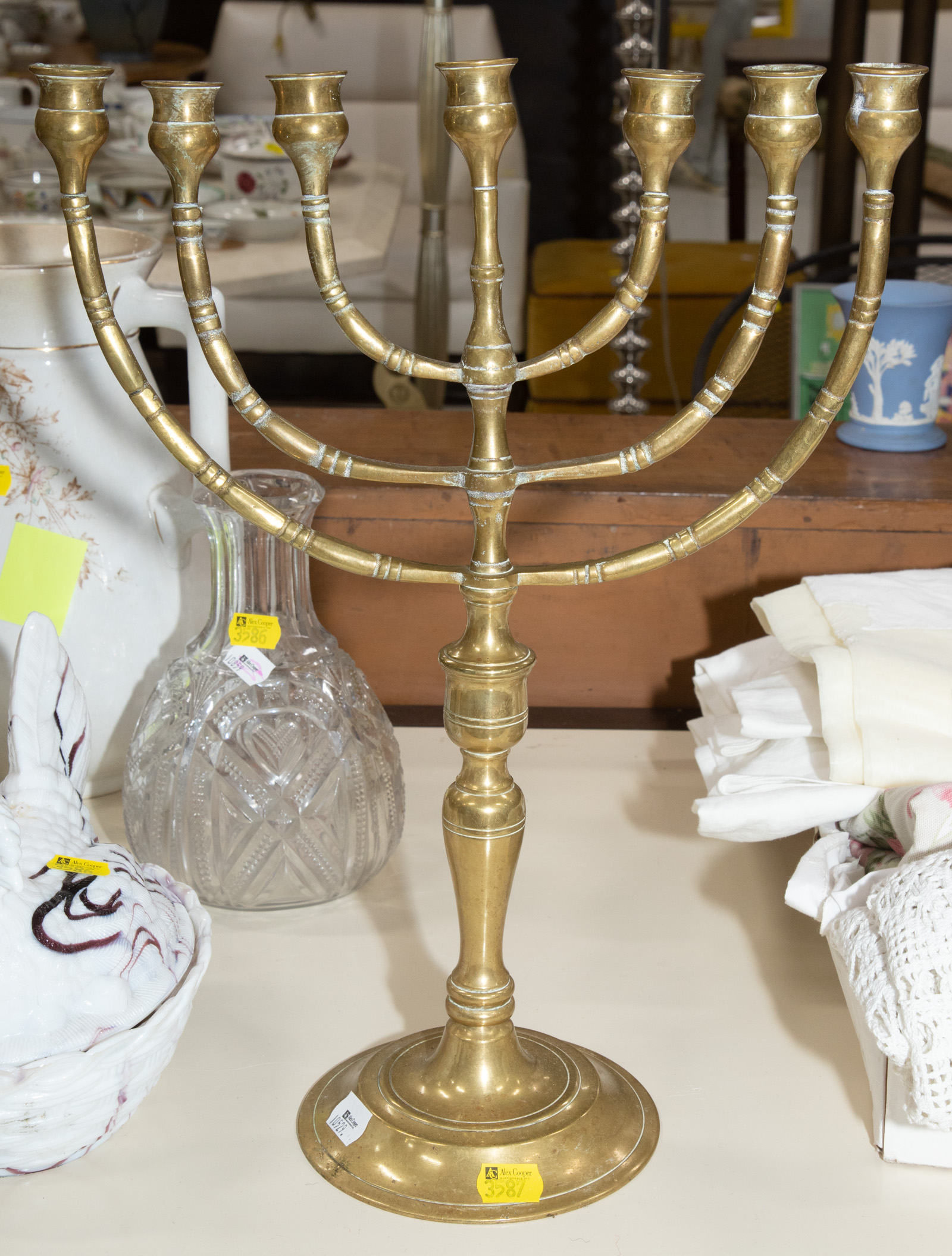 JEWISH BRASS SABBATH MENORAH 1st