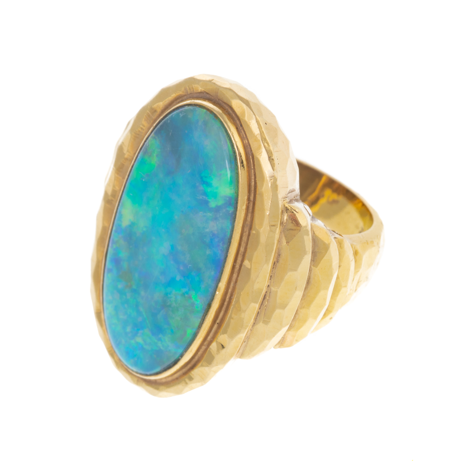 A BOLD OPAL RING IN 18K YELLOW