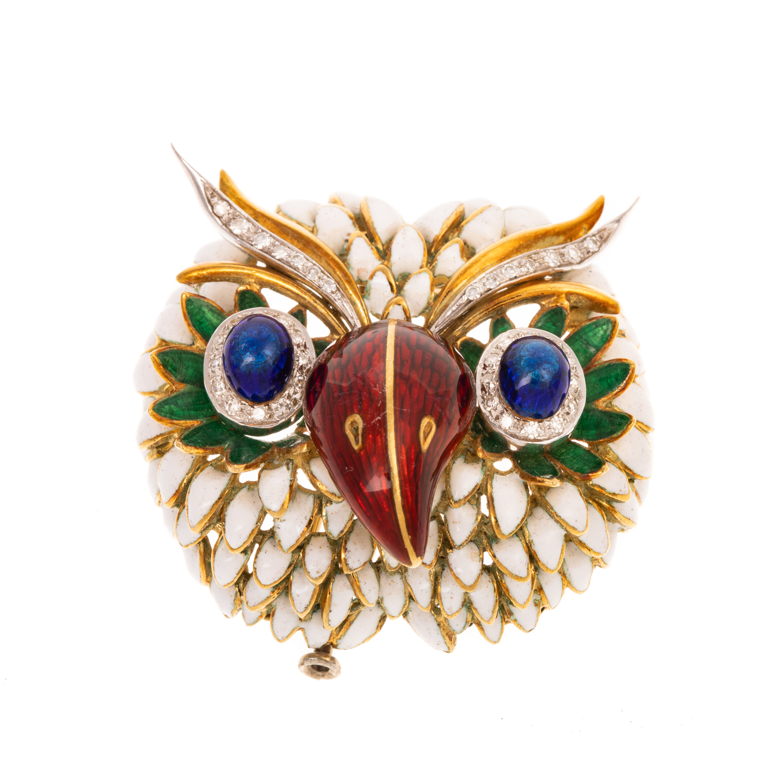 A VINTAGE WHIMSICAL ENAMEL OWL