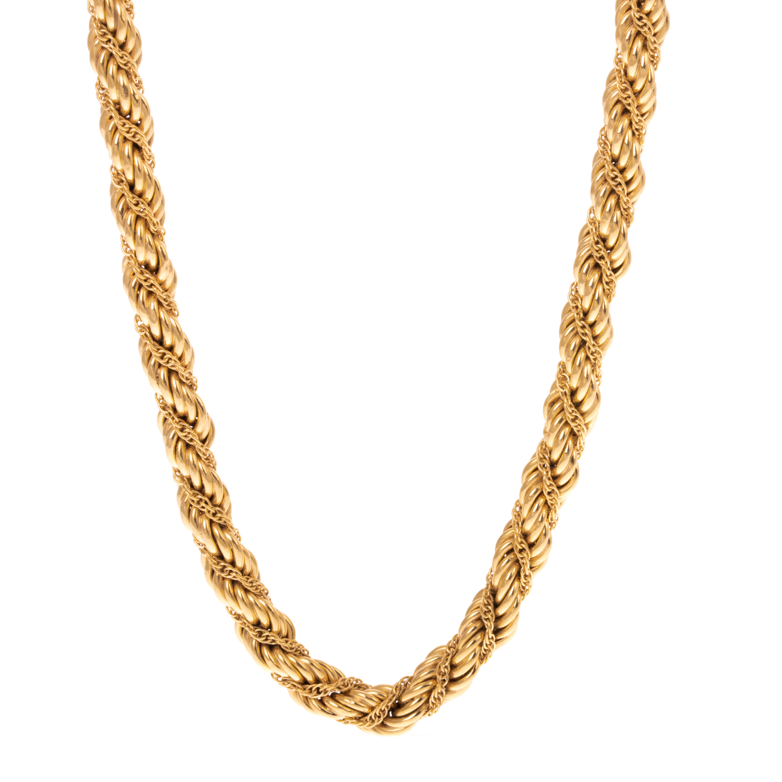 A LONG 14K TWISTED ROPE CHAIN 14K