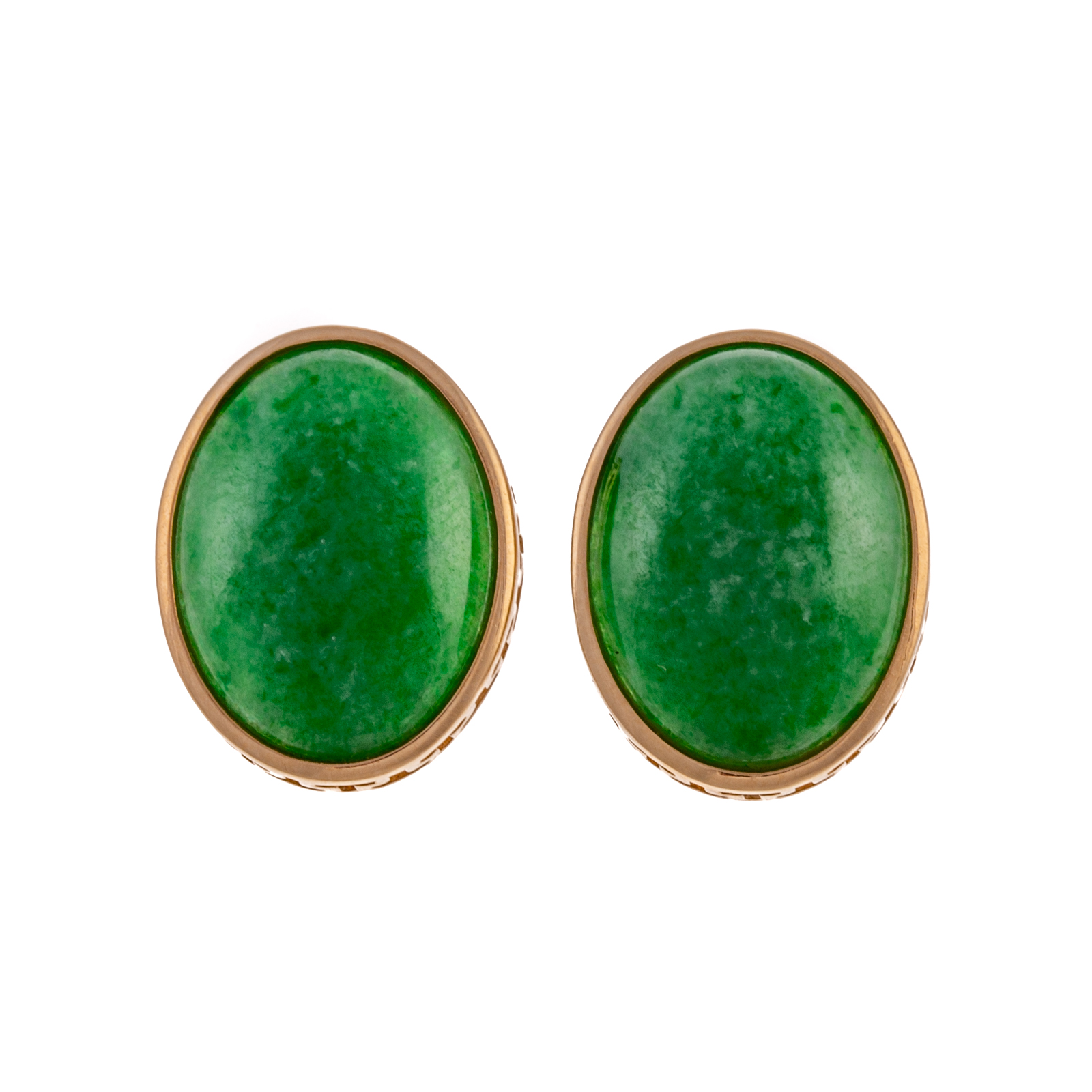 A PAIR OF CLIP OVAL JADE EARRINGS 33853c