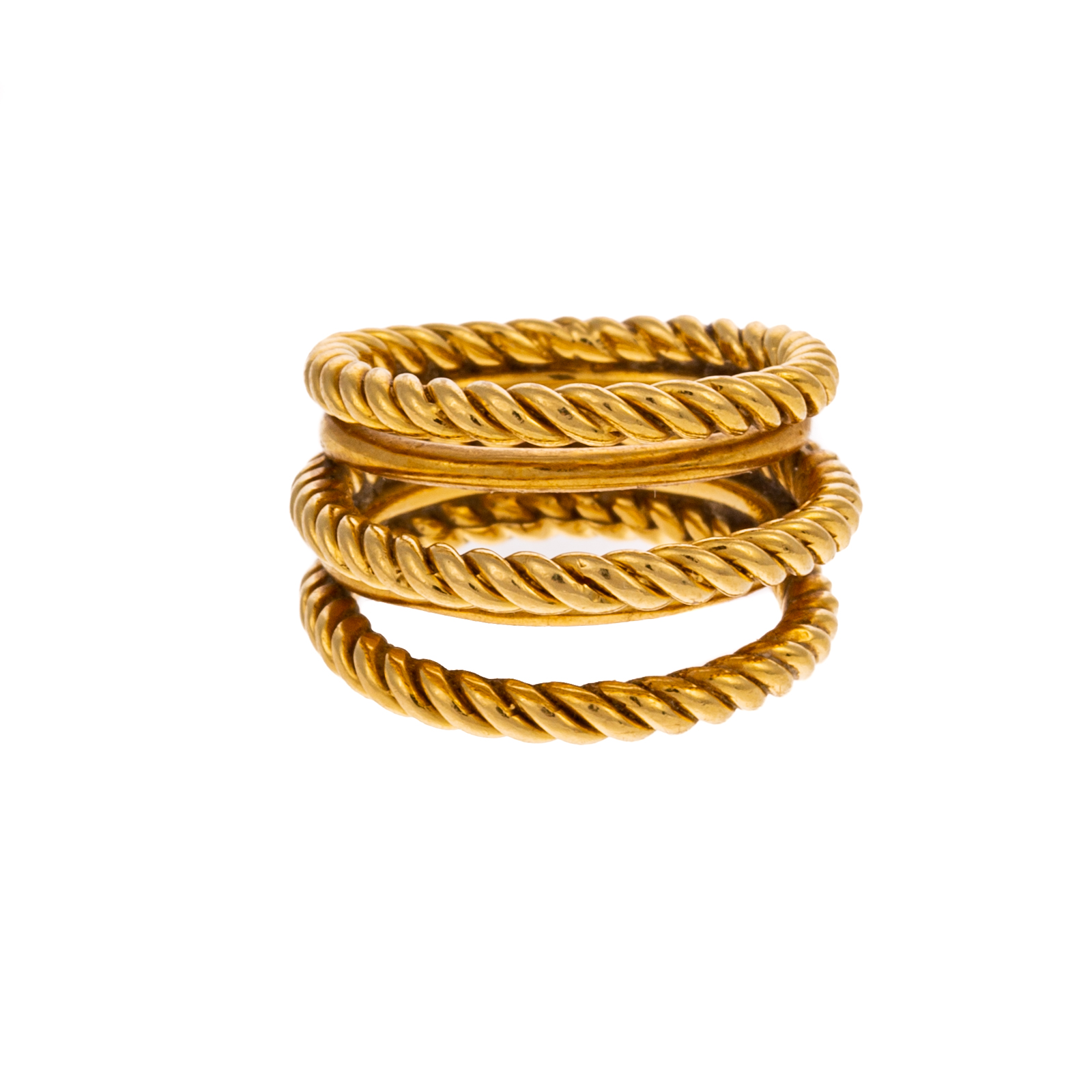 A WIDE FIVE ROW ROPE RING IN 18K 338551