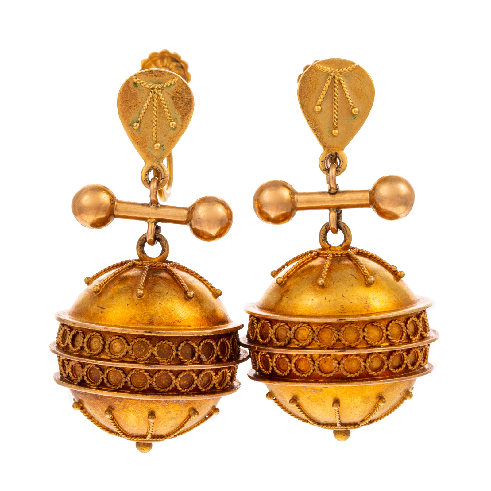 A PAIR OF VICTORIAN ETRUSCAN 14K 33854e