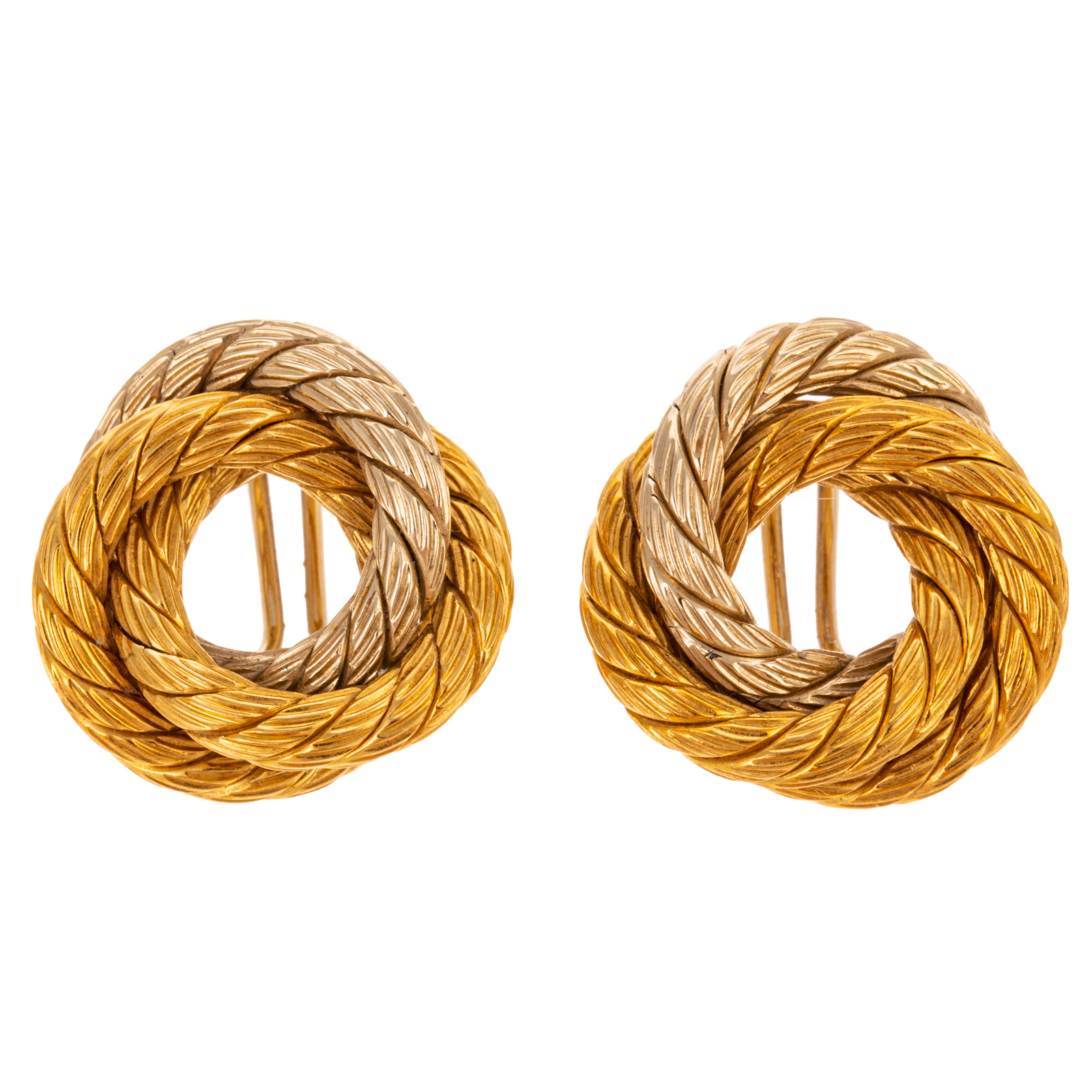 A PAIR OF 18K TWO-TONE KNOT CLIP