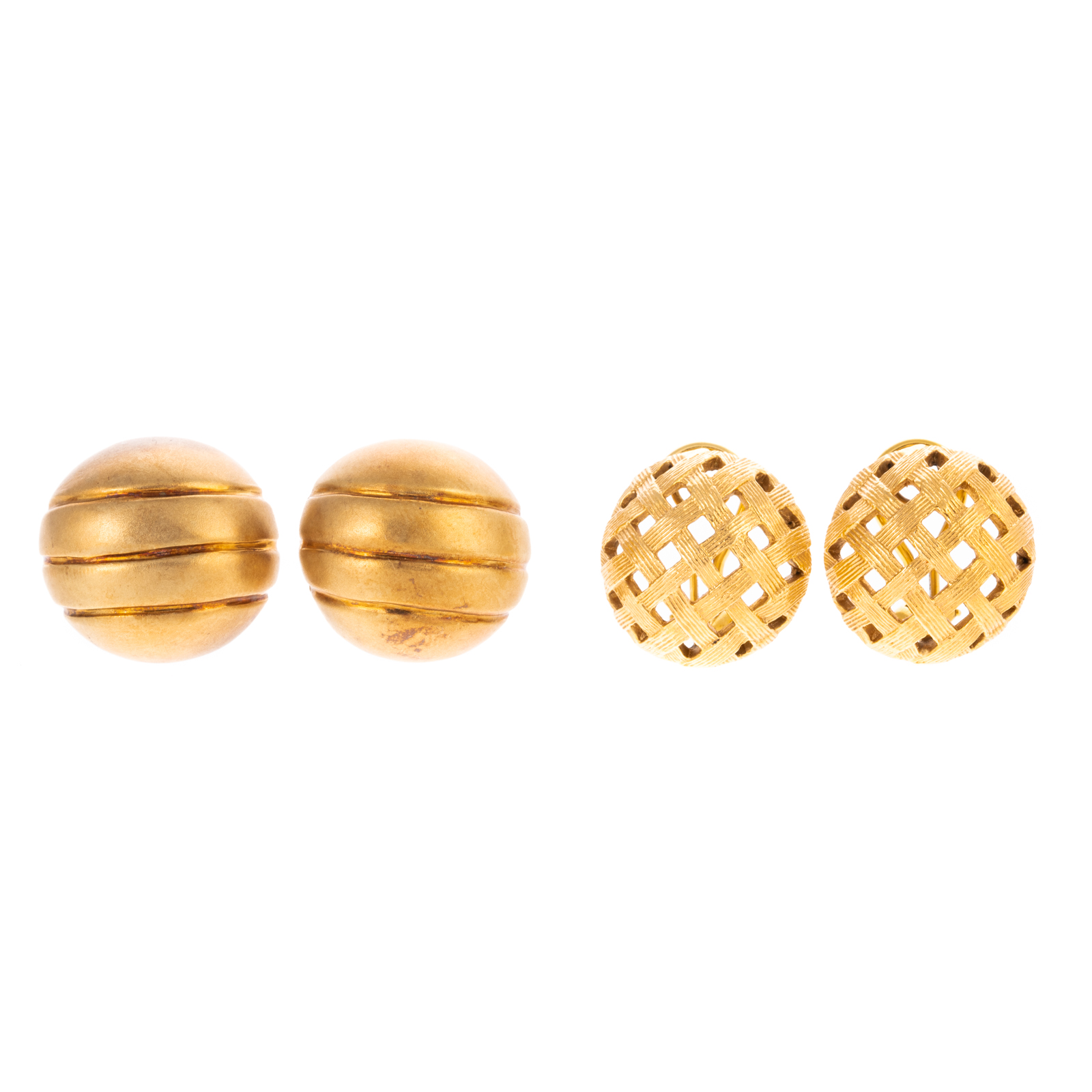 TWO PAIRS OF DOME EARRINGS IN 18K