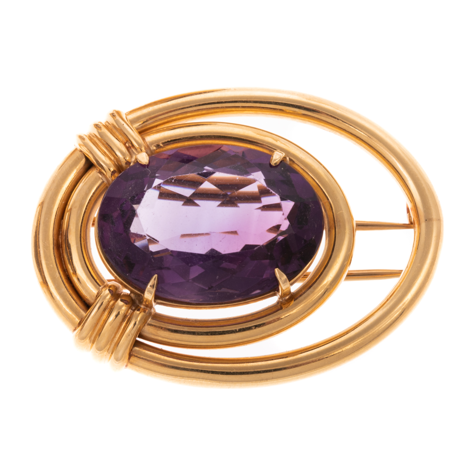 A CONTEMPORARY AMETHYST BROOCH