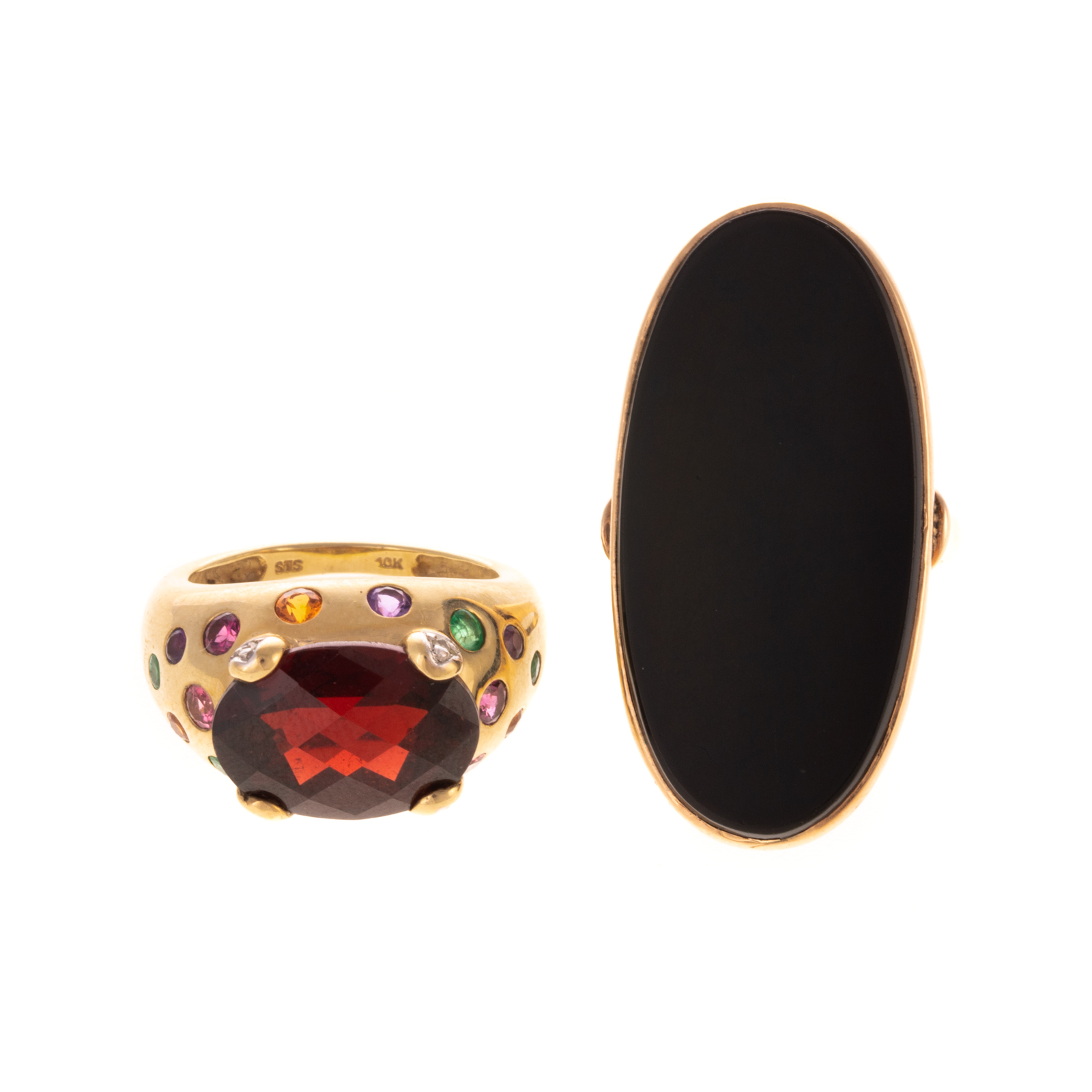 TWO GEMSTONE RINGS IN 10K 14K 3385c8