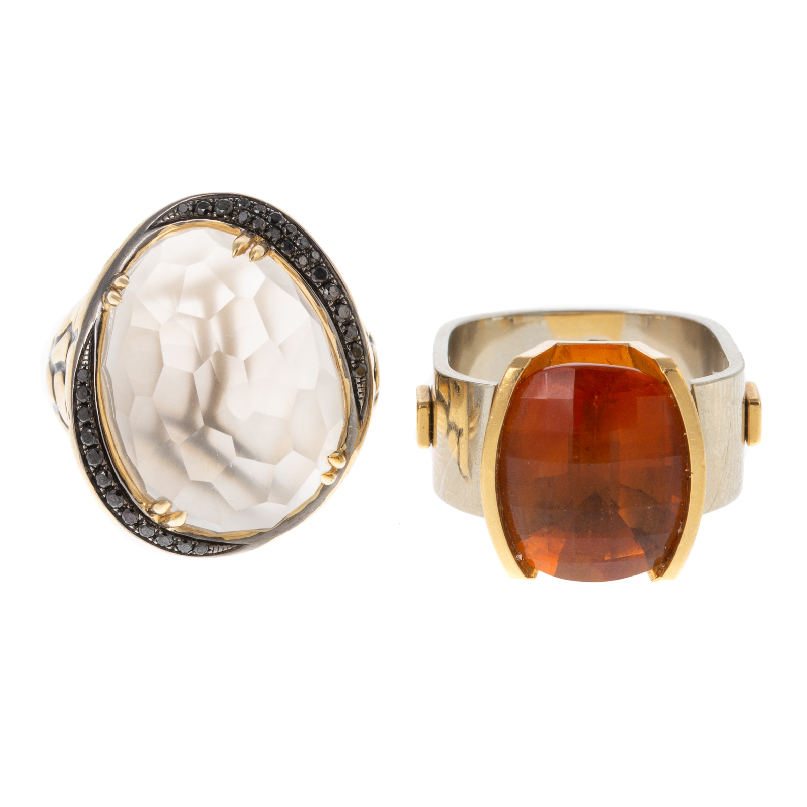 AN 18K CITRINE RING 14K QUARTZ 3385c6