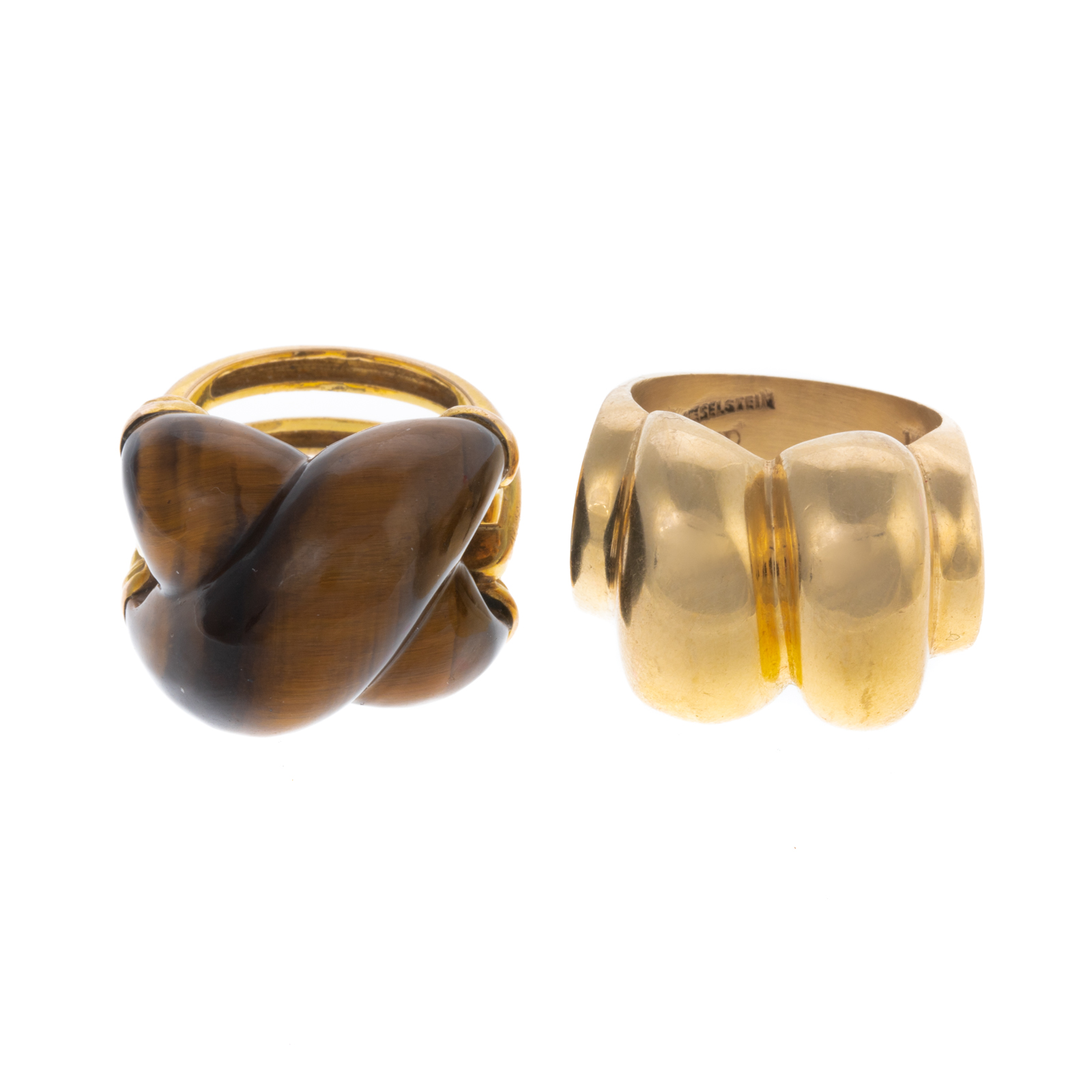 TWO BOLD RINGS IN 14K YELLOW GOLD