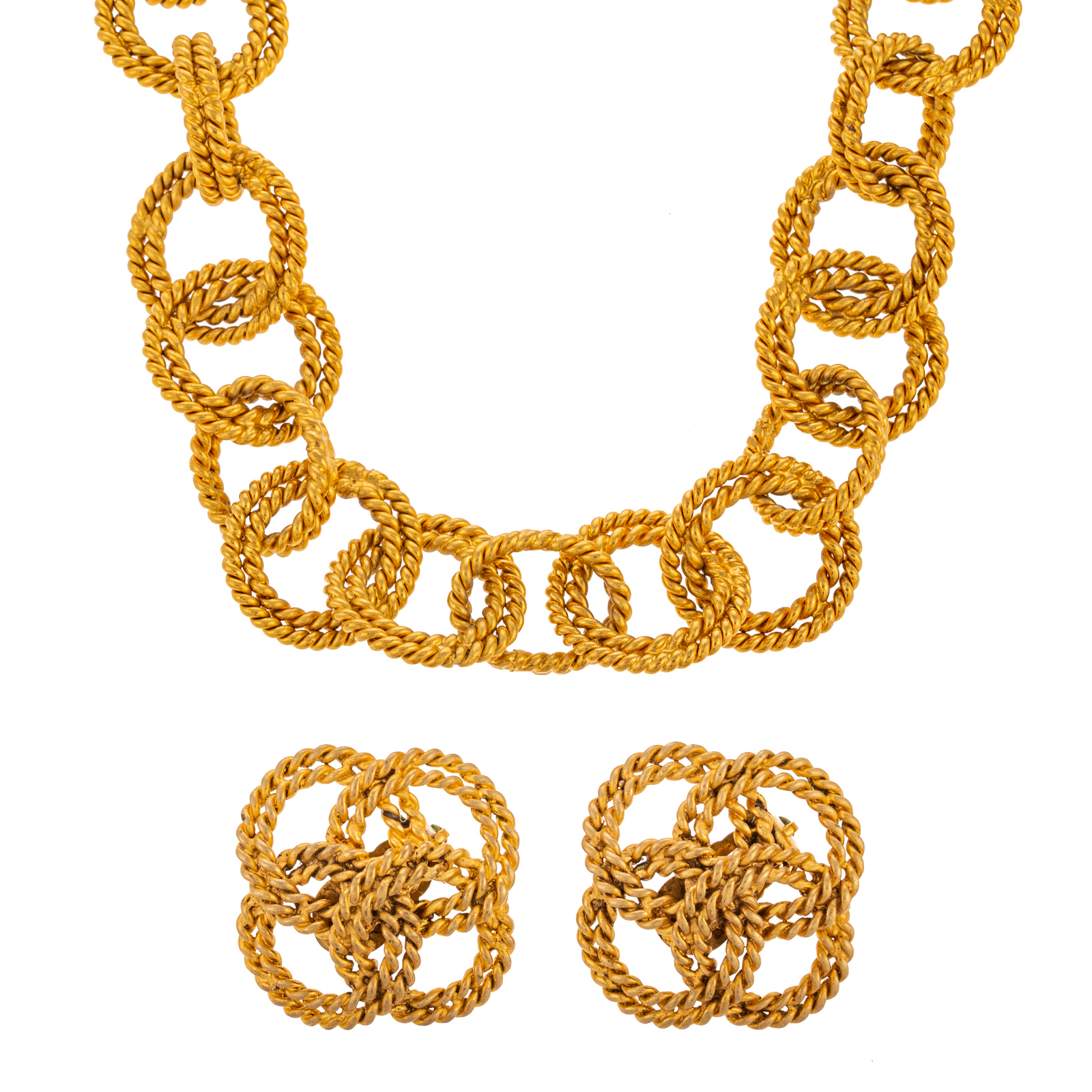 A CHANEL ROPE LINK NECKLACE EARRINGS 33861c