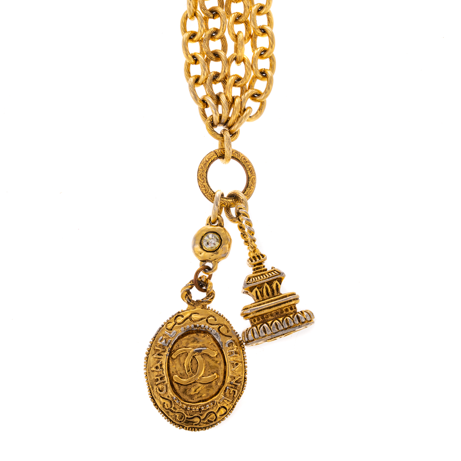 A CHANEL CC PAGODA NECKLACE A gold