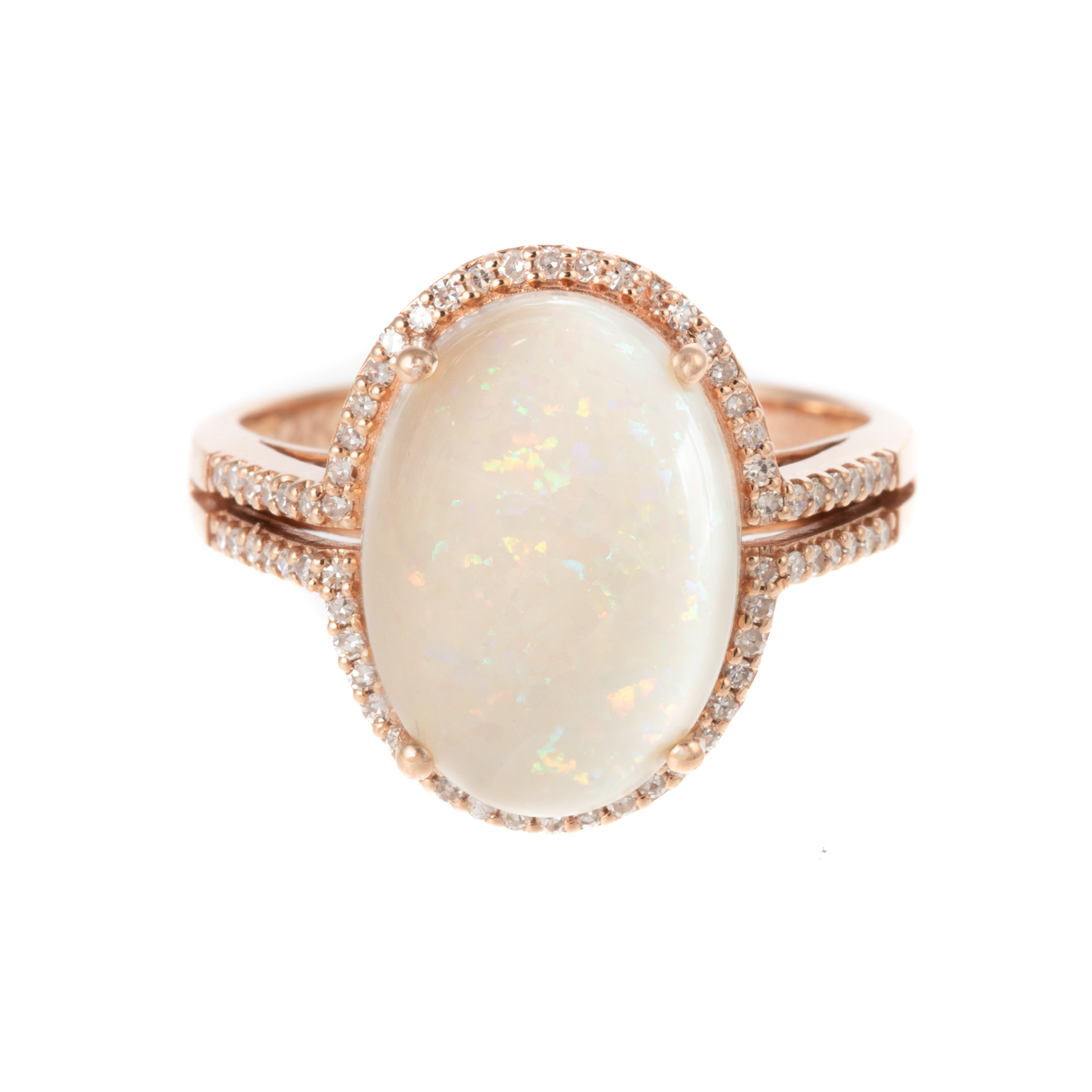 A 14K ROSE GOLD OPAL RING BY EFFY