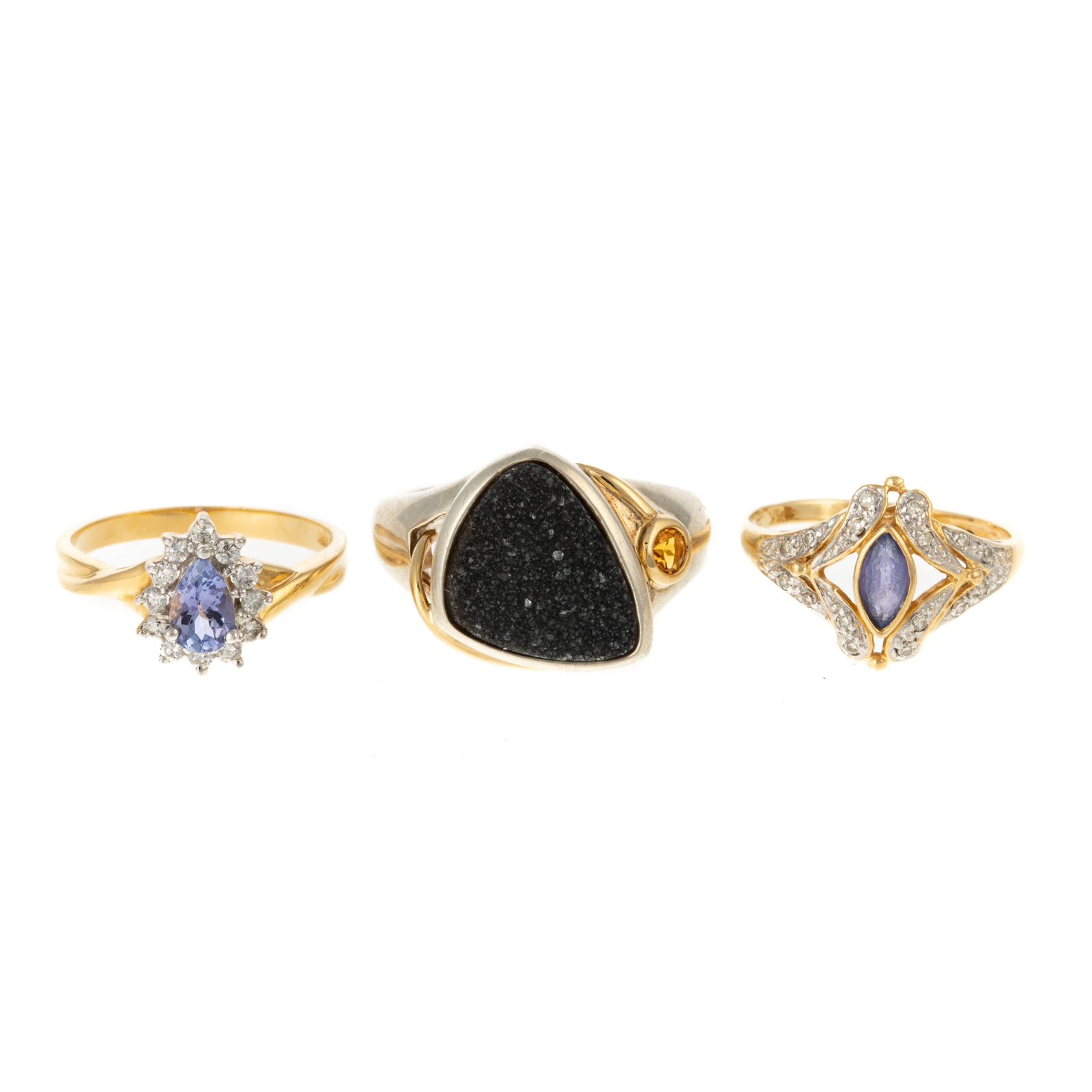 A TRIO OF GEMSTONE RINGS IN 14K 33869f