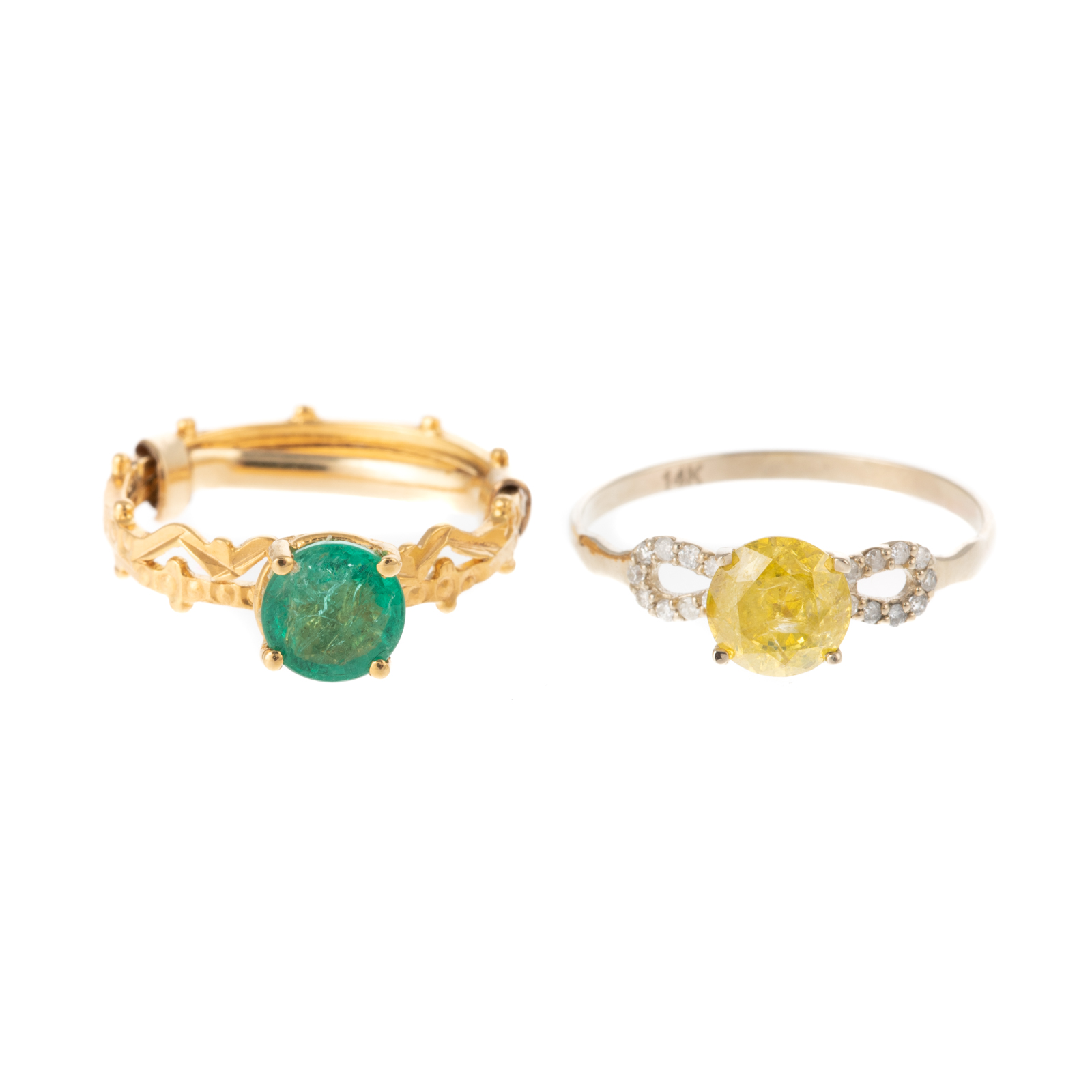 AN 18K EMERALD RING 14K YELLOW 3386cf