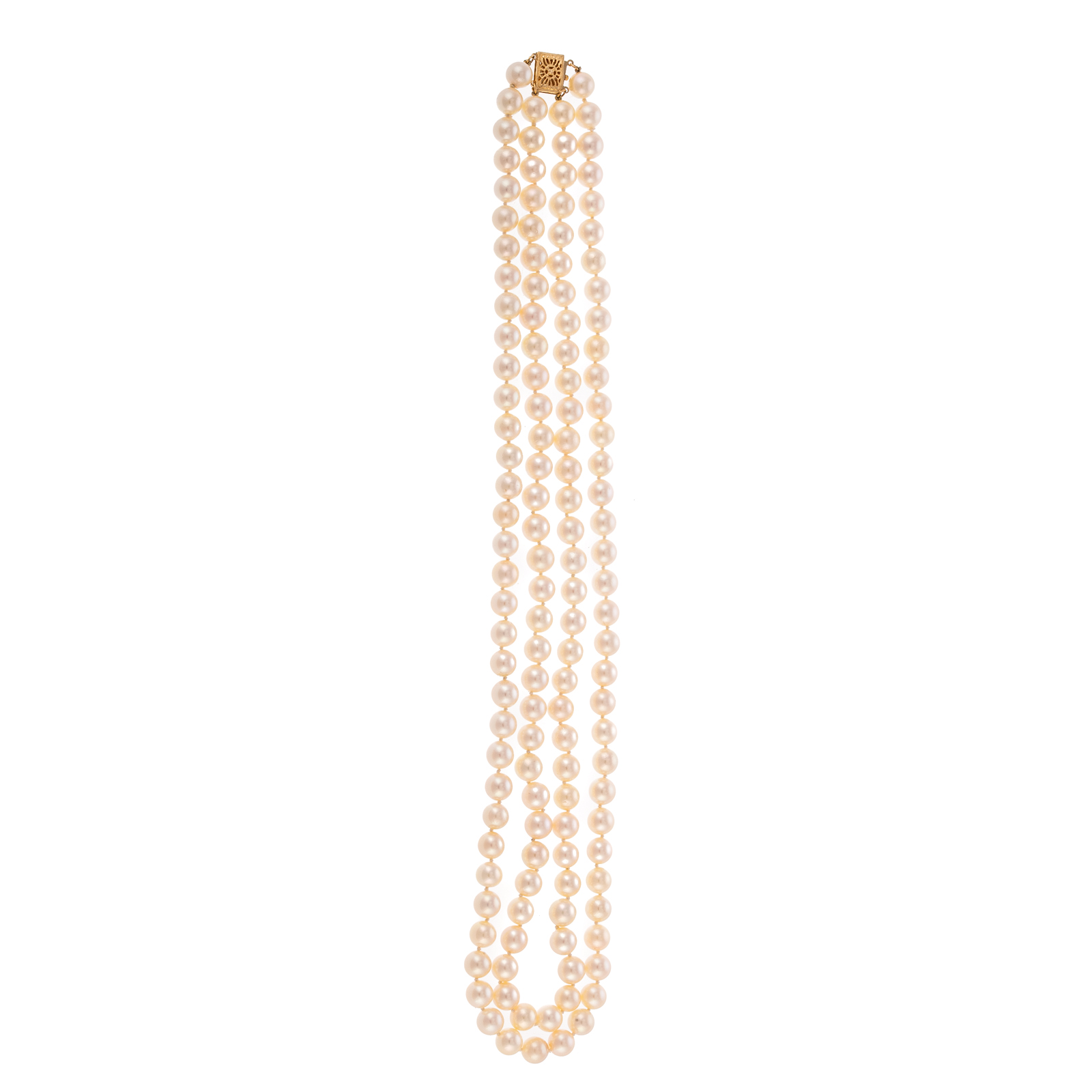 A DOUBLE STRAND AKOYA PEARL NECKLACE 3386ca
