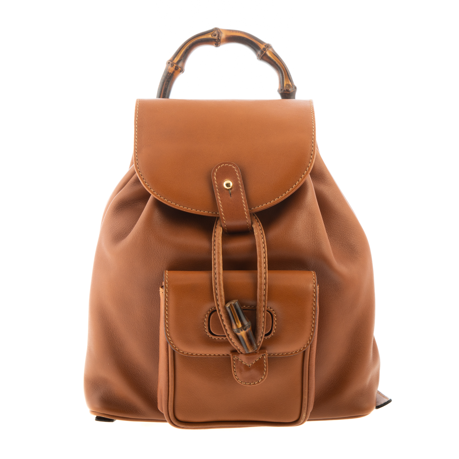 A SMALL GUCCI BAMBOO BACKPACK A brown