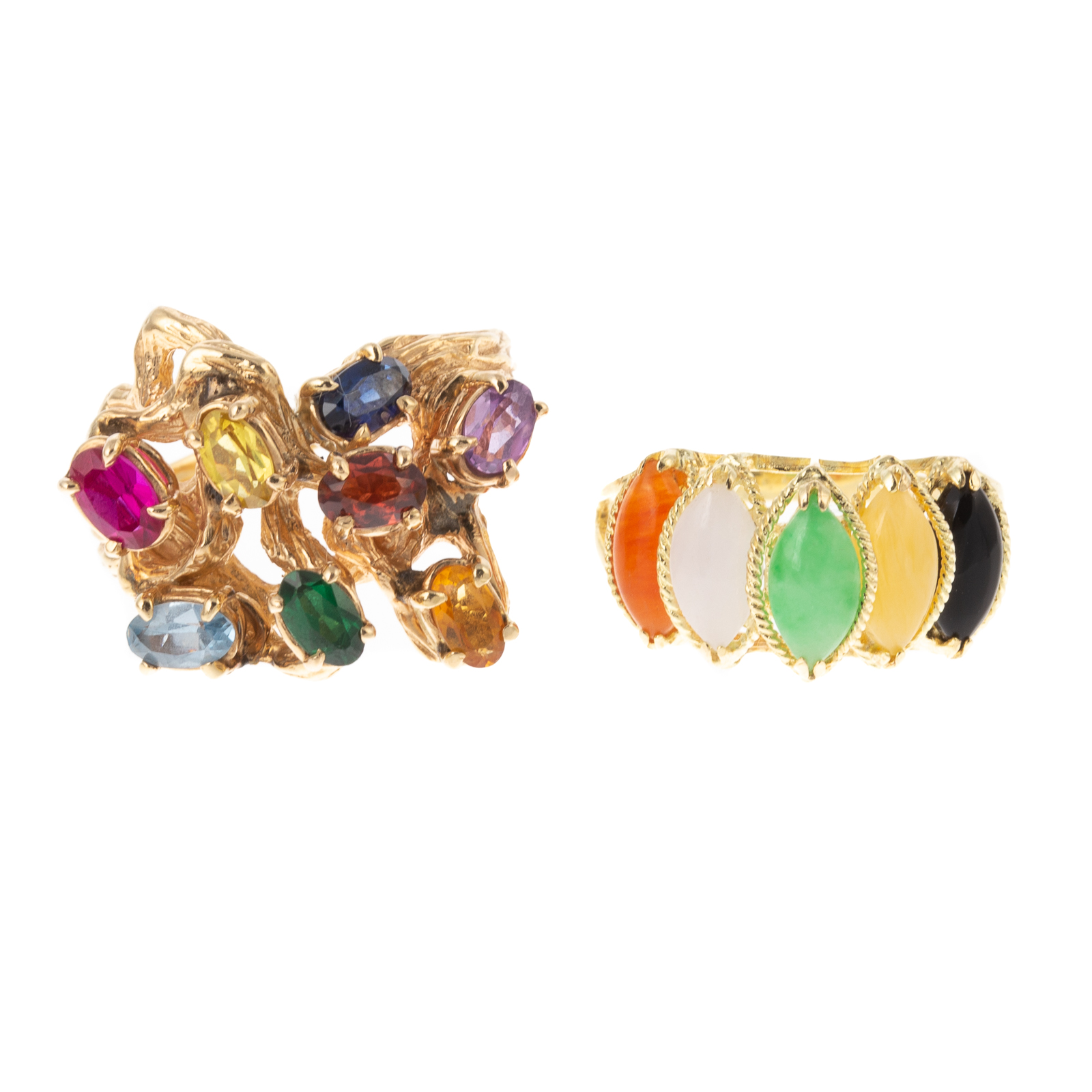 TWO GEMSTONE RINGS IN 14K YELLOW