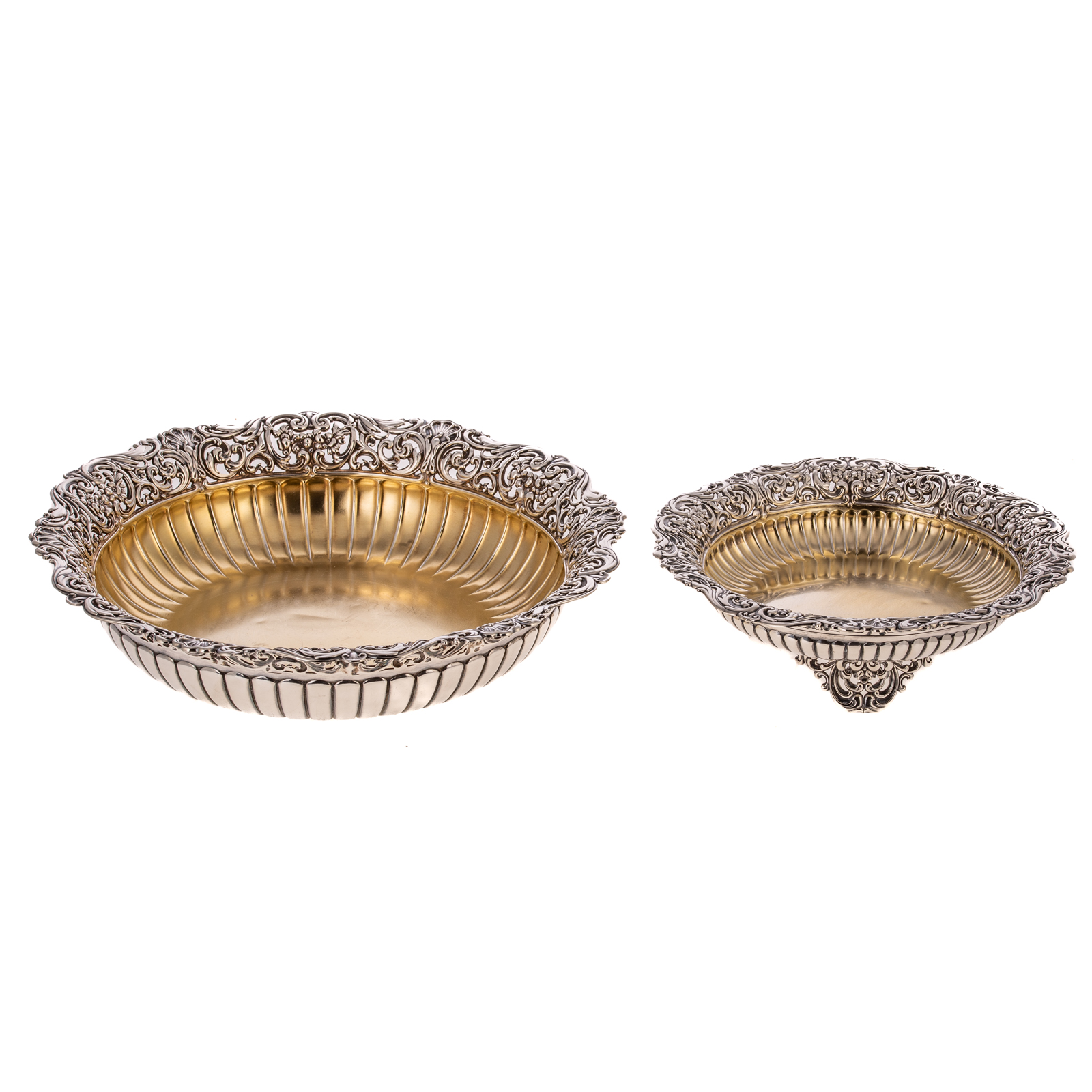 TWO WHITING GILT STERLING BOWLS 338723