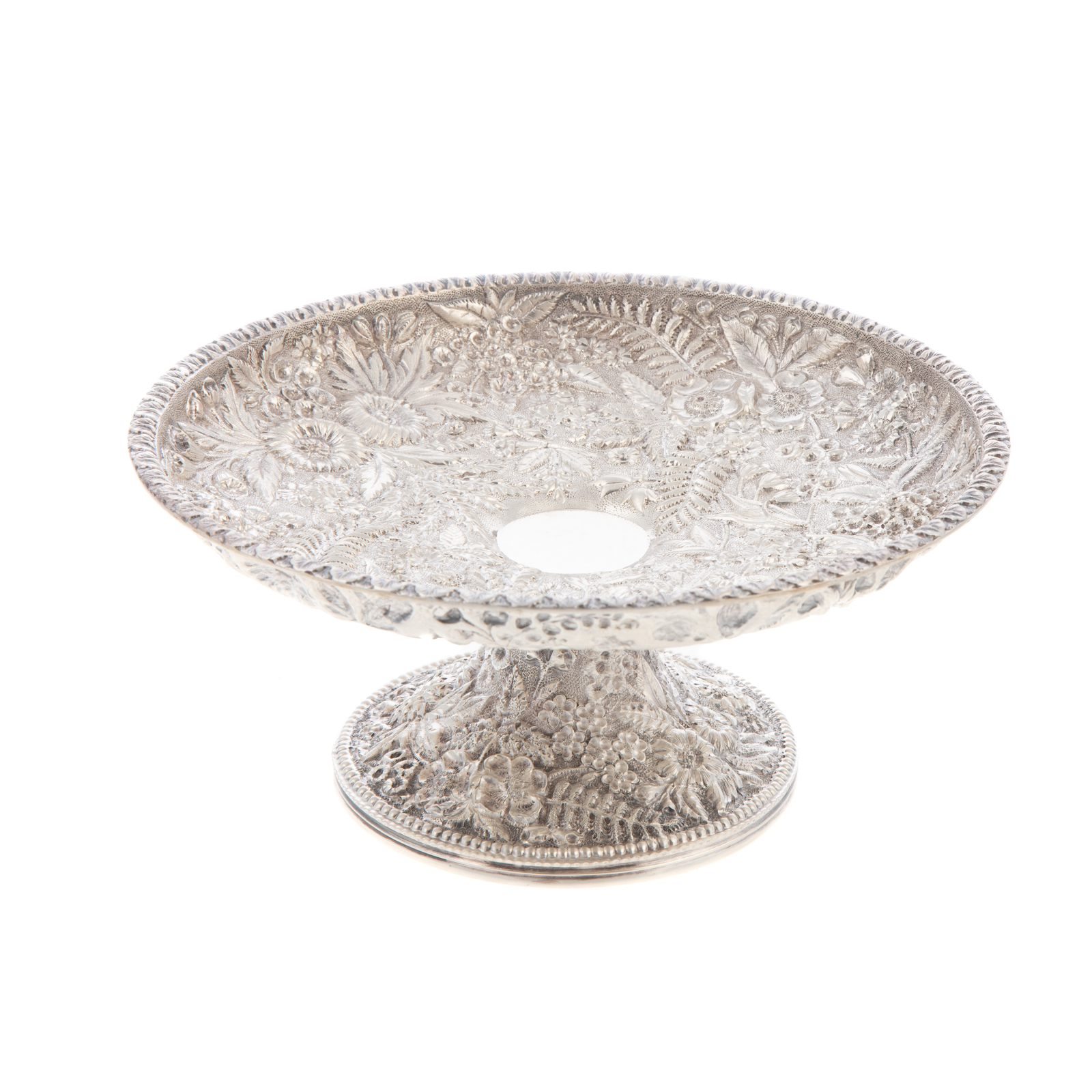 S KIRK & SON SILVER REPOUSSE COMPOTE