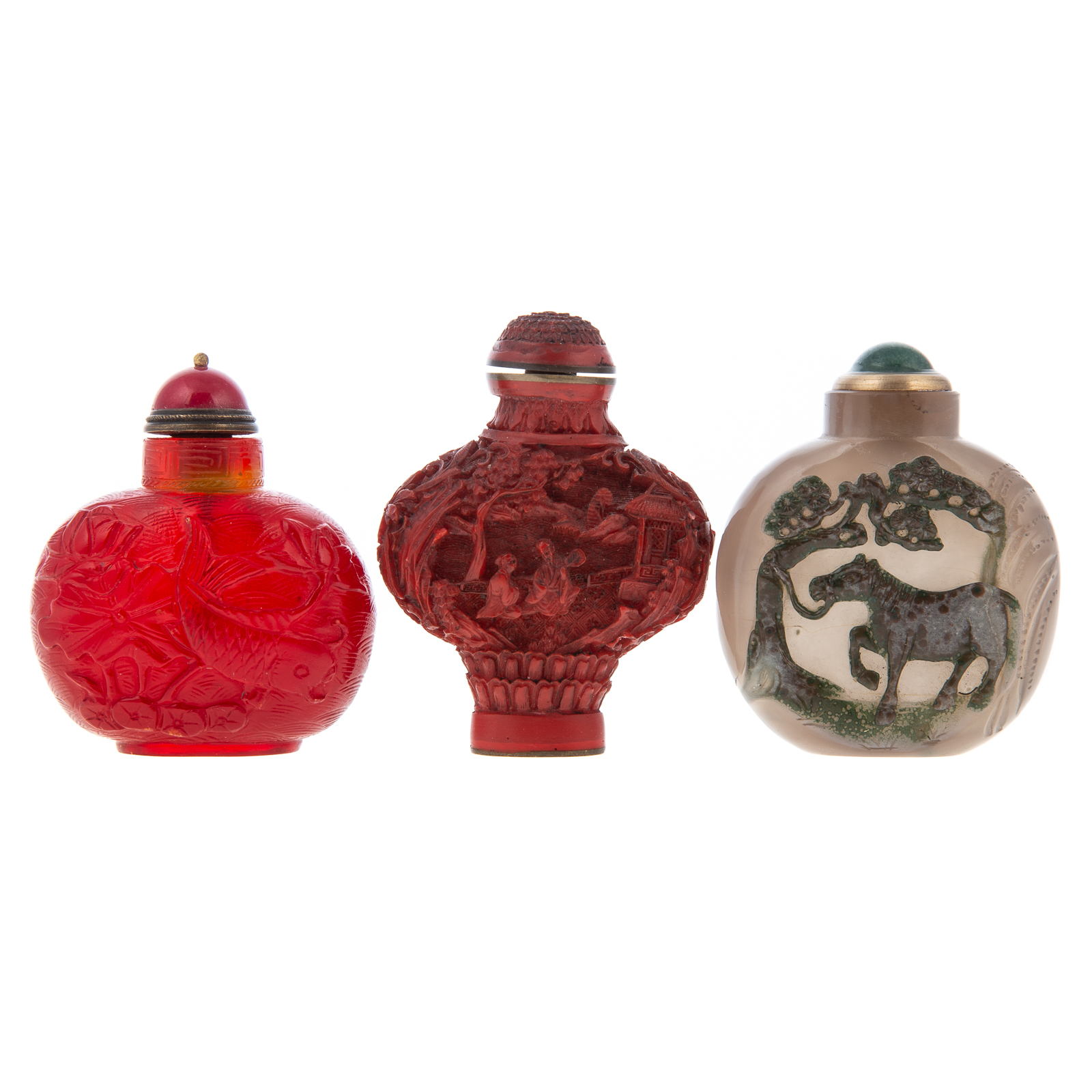 THREE CHINESE SNUFF BOTTLES 20th 338768