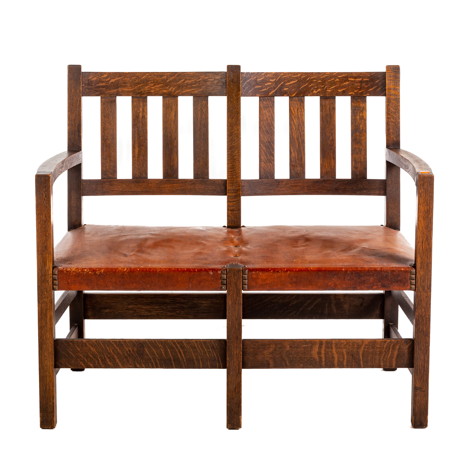 MISSION OAK DOUBLE CHAIR BACK SETTEE 33877a